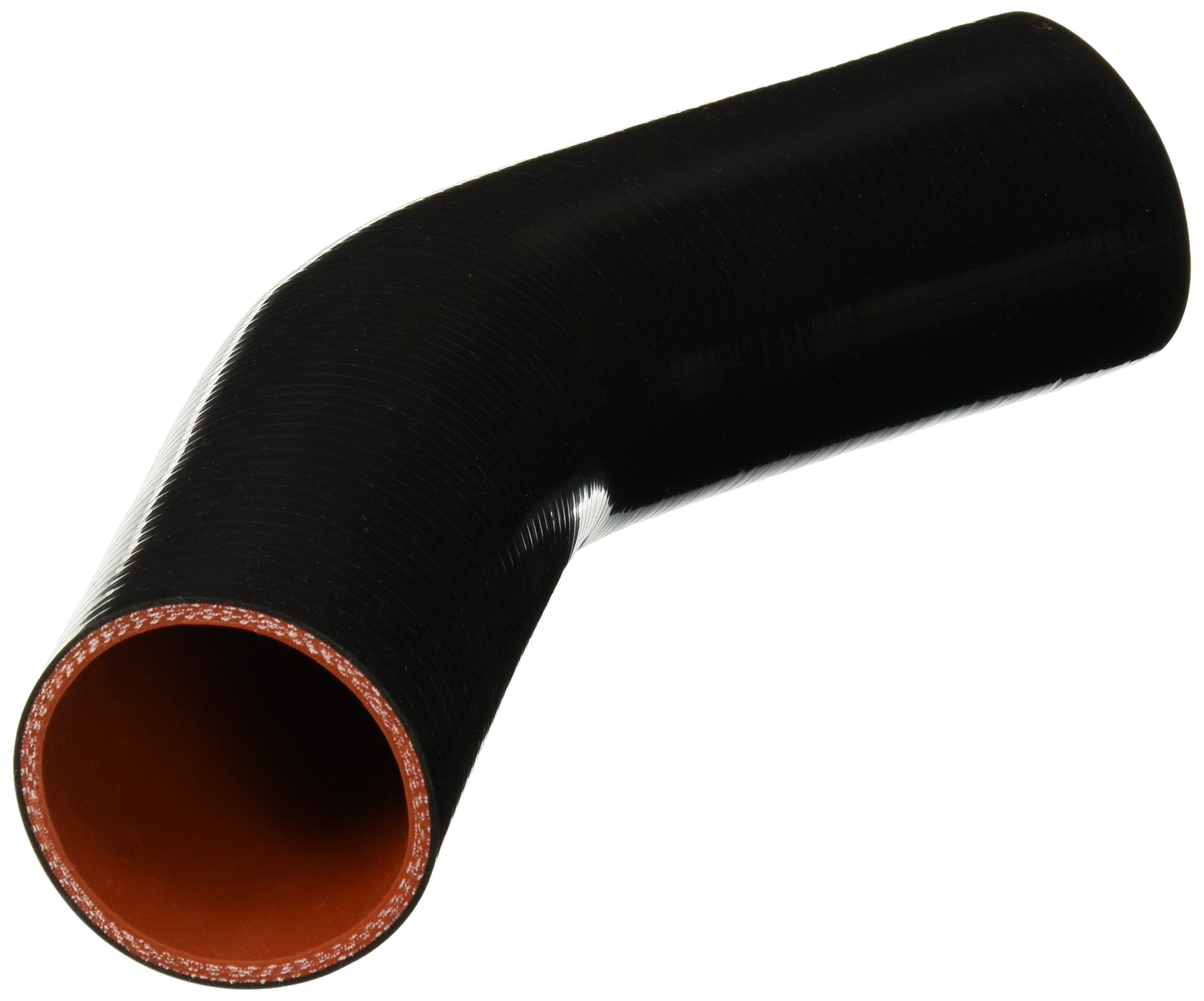 Hps Htsec45-225-Blk Silicone High Temperature 4-Ply Reinforced 45 Degree Elbow Coupler Hose, 55 Psi Maximum Pressure, 4' Leg Length On Each Side, 2-1/4' Id, Black