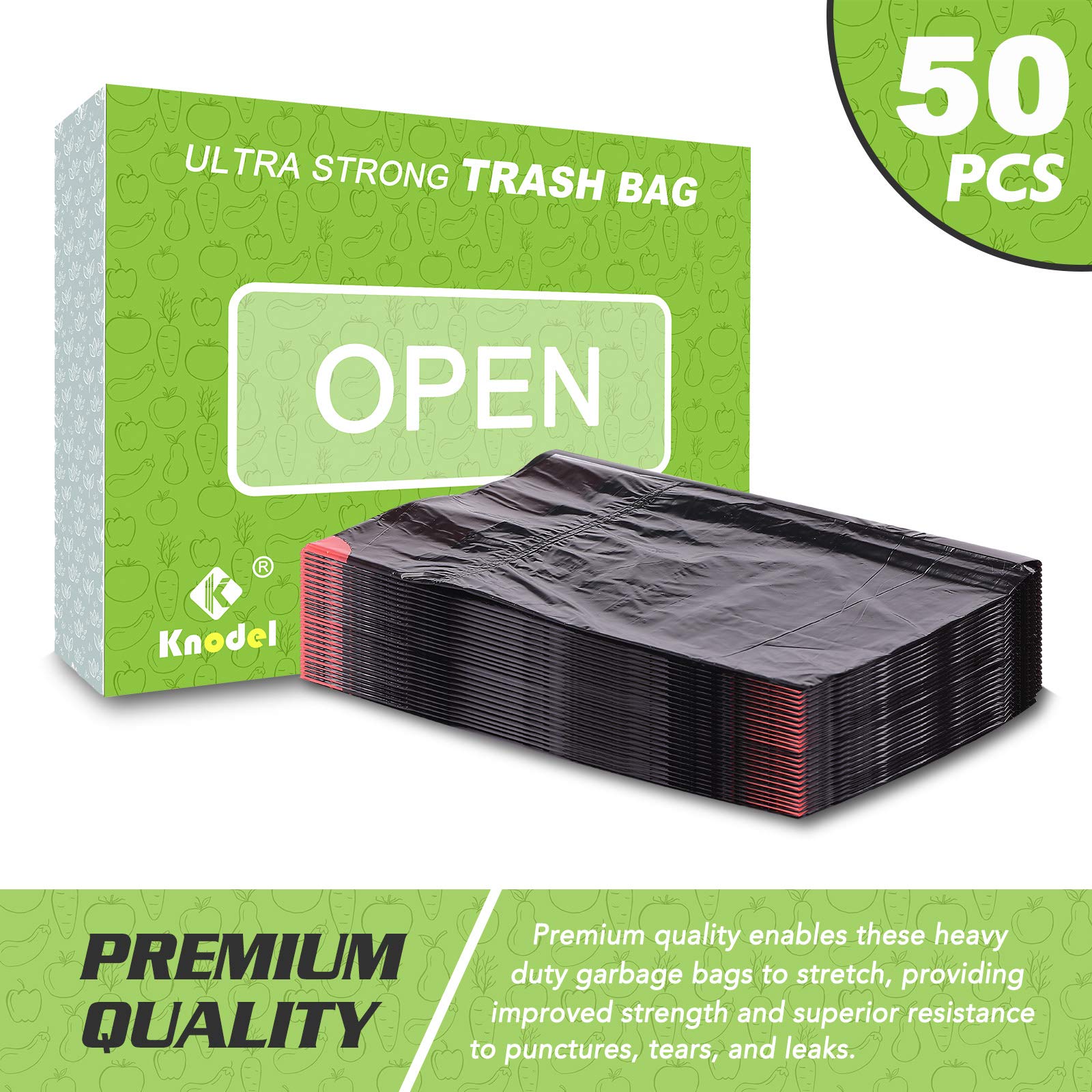 Knodel Drawstring Trash Bags, Perfect For Knodel Car Trash Can With Lid, And For Knodel Car Trash Can With Zipper, Ultra Strong Garbage Bags, 3 Gallon, 50 Count