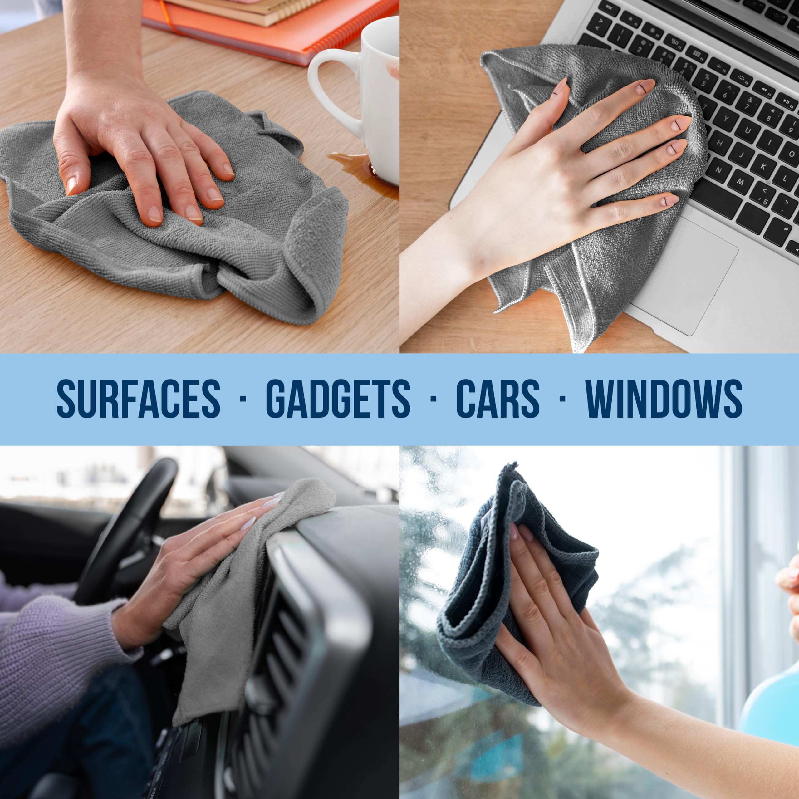 Green Lifestyle Chamois Cloth Microfiber Cleaning Cloth 12 Pack, Borderless Towels Cleaning, Car Microfiber Towel, Drying Car Wa