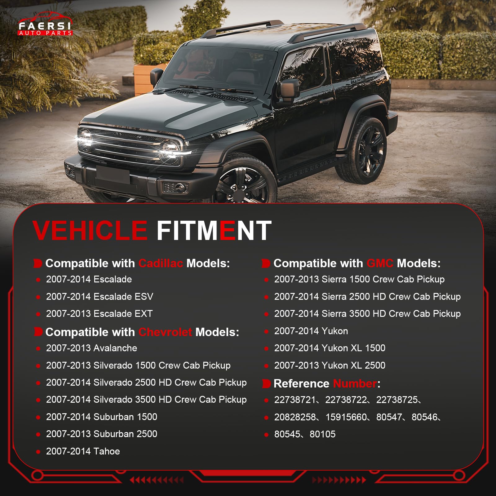 Faersi 4Pcs Outside Exterior Door Handle Front Rear Driver & Passenger Side Replacements For Cadillac Escalade Chevy Silverado G