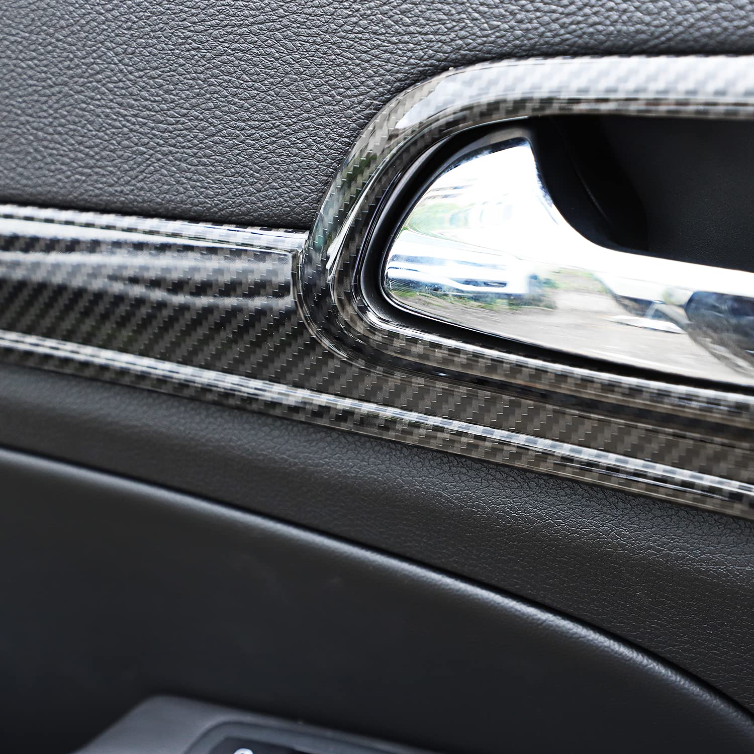 Hoolcar Interior Door Handle Cover Kits Abs Trims For 2011-2020 Jeep Grand Cherokee, Carbon Fiber