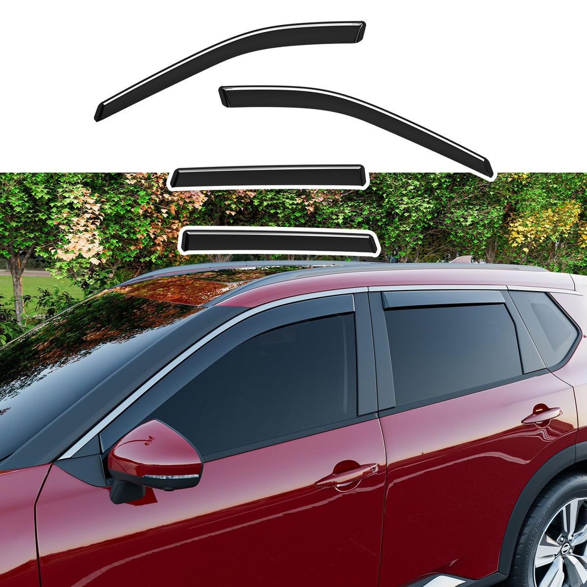 Xipoo Side Window Visor Deflector Compatible with 2021-2025 Nissan Rogue X-Trail Rain Deflector 4Pcs Window Visors Replacement f