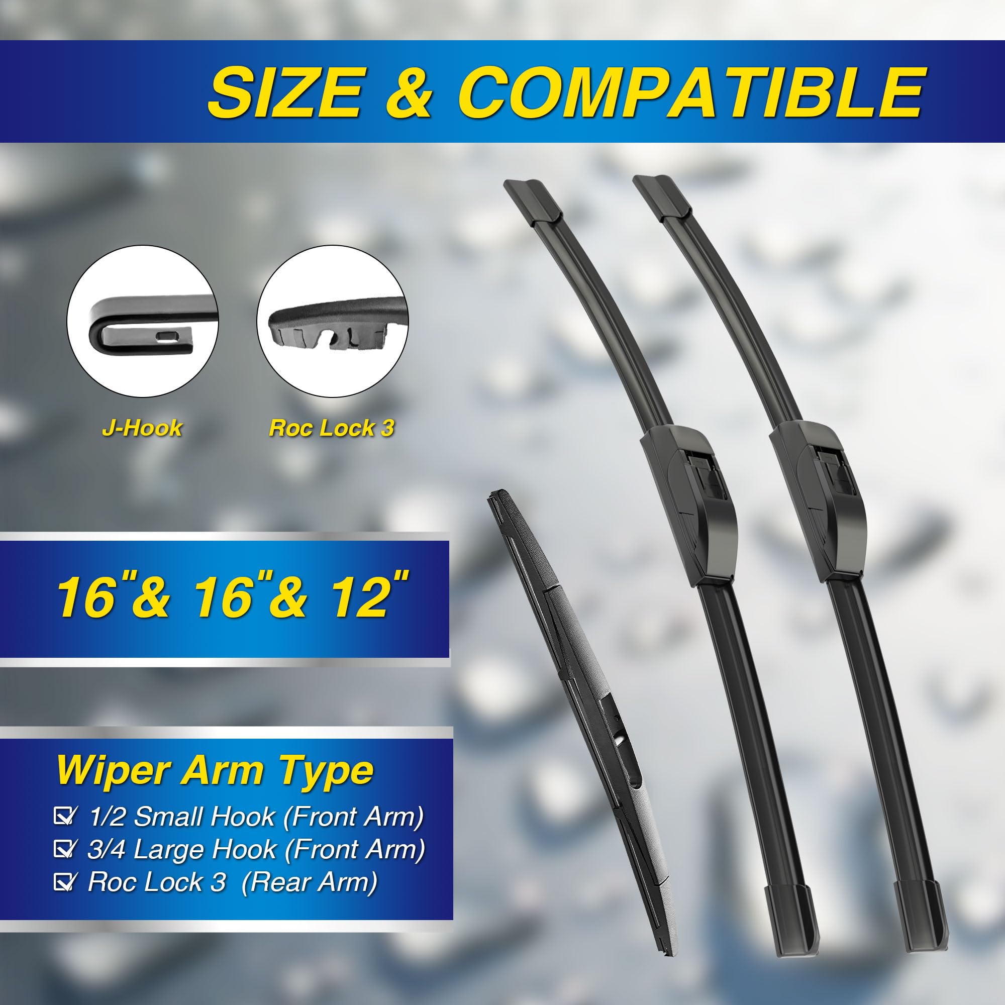 5 Plus Windshield Wiper Blades Replacement For 2023-2018 Jeep Wrangler Windshield Wipers (Pack Of 3), Automotive Replacement Win