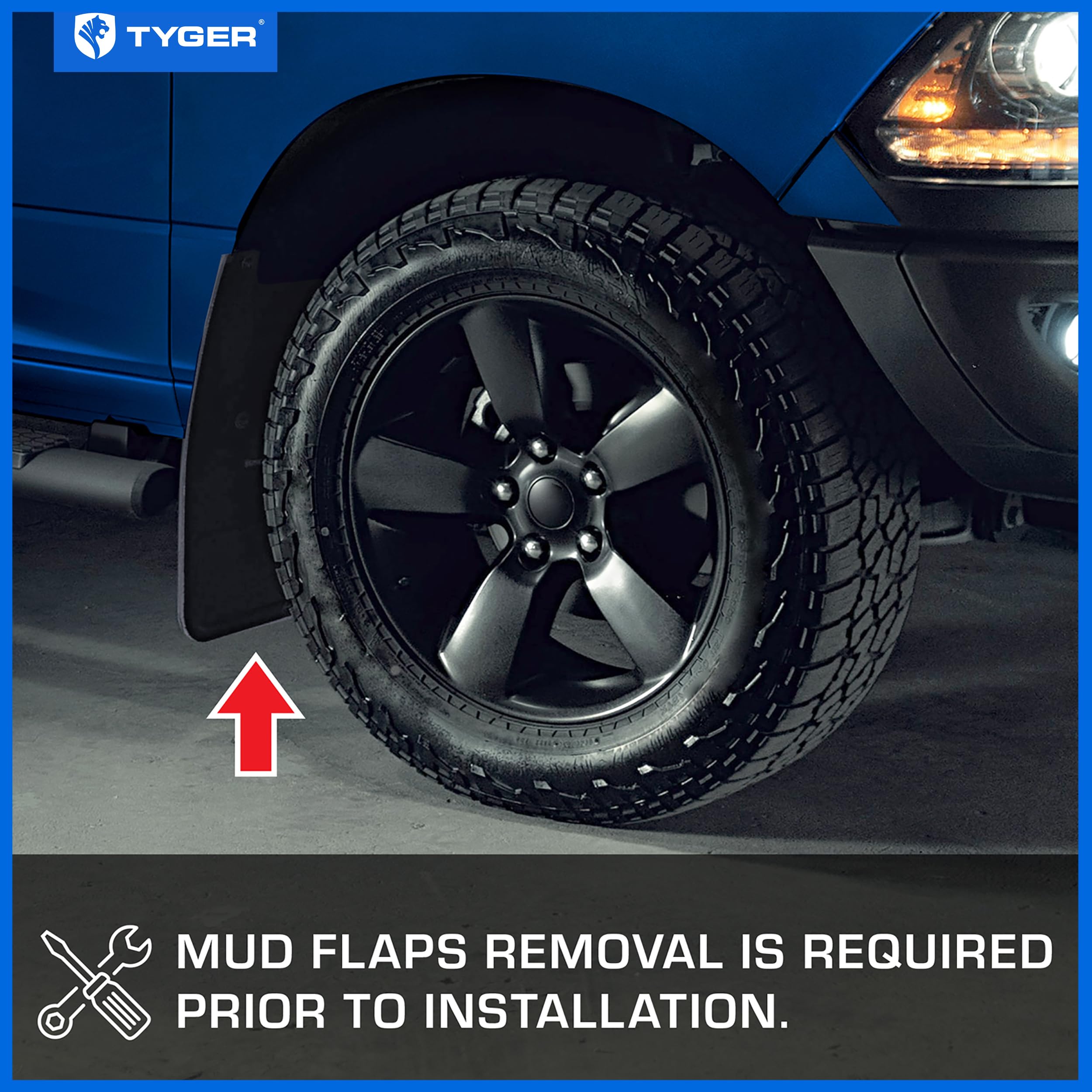 Tyger Auto Fender Flares Compatible With 2014-2021 Toyota Tundra, Smooth Textured Paintable Bolt-Riveted Style 4Pc | Tg-Ff8T4178