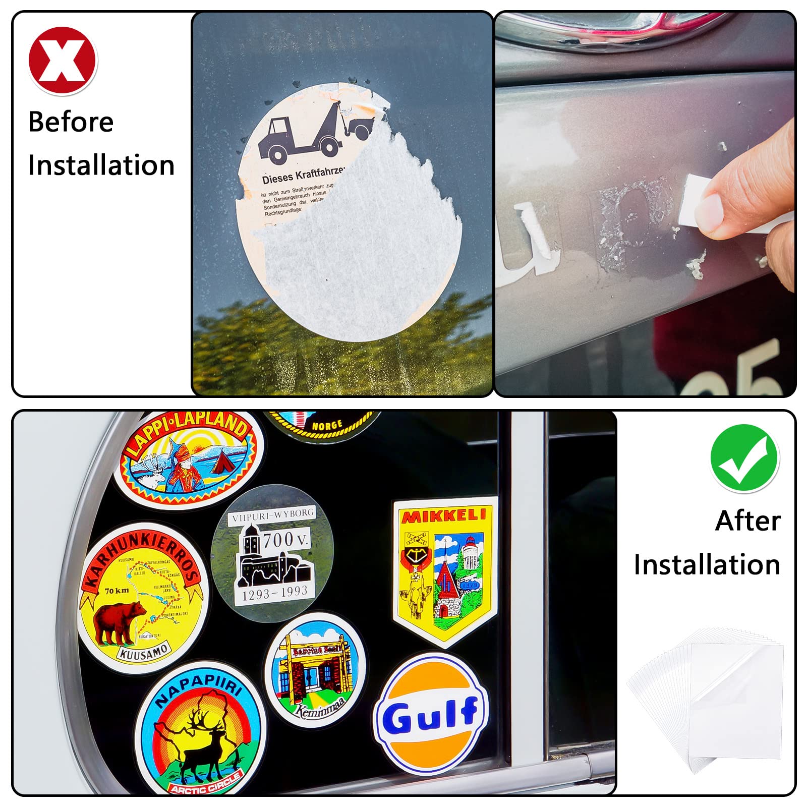 Hicarer 20 Pcs Car Windshield Sticker Applicator Static Cling Window Film For Easy Application Clear Vinyl Car Window Windshield