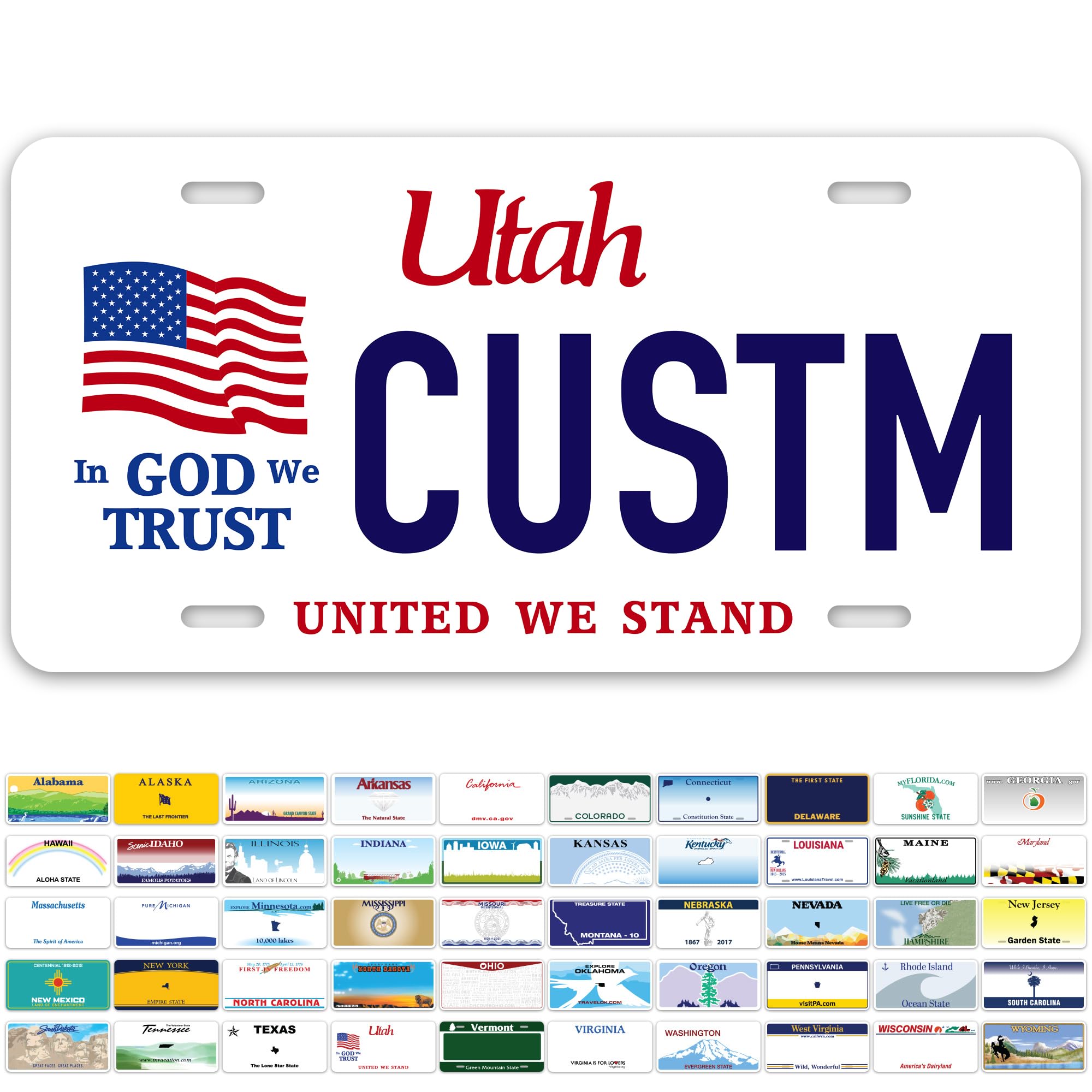 Custom Utah License Plate, Personalized License Plates For Car, 6X12 Inch, Rust-Free Fade Resistant Aluminum, Usa Made By My Sig