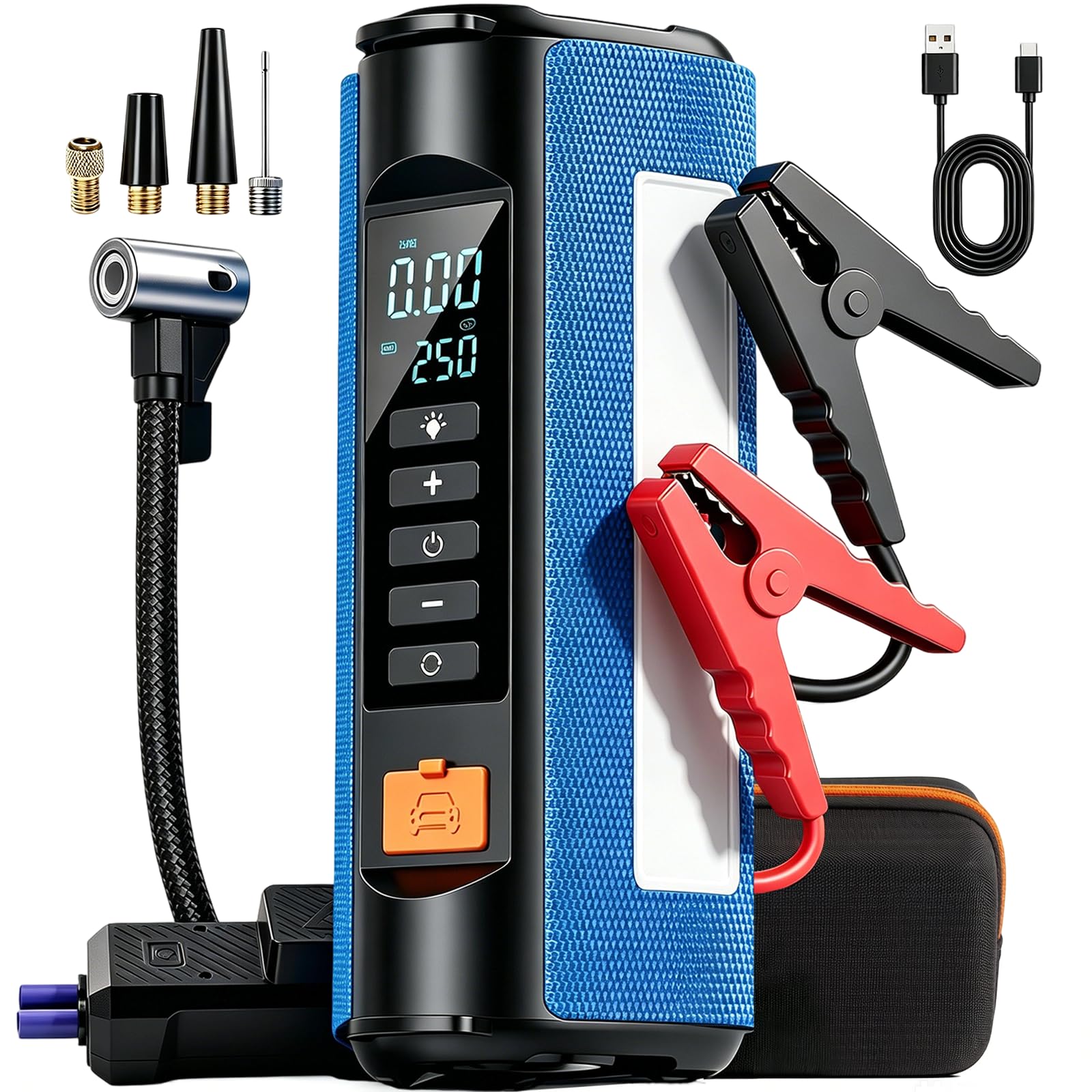 Car Battery Jump Starter with Air Compressor, 2500A Car Jumper Starter Portable150PSI, Battery Jumper Starter Portable Jump Box 