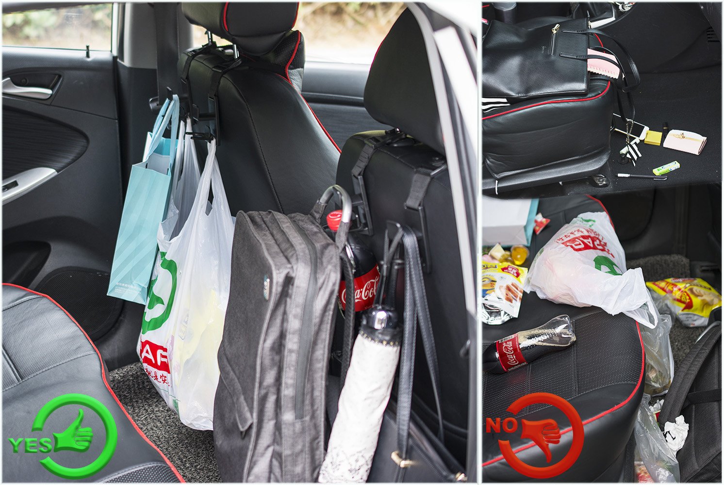 Heroway Magic Headrest Hooks for Car, Purse Hanger Headrest Hook Holder for Car Seat Organizer Behind Over the Seat Hook Hang Pu