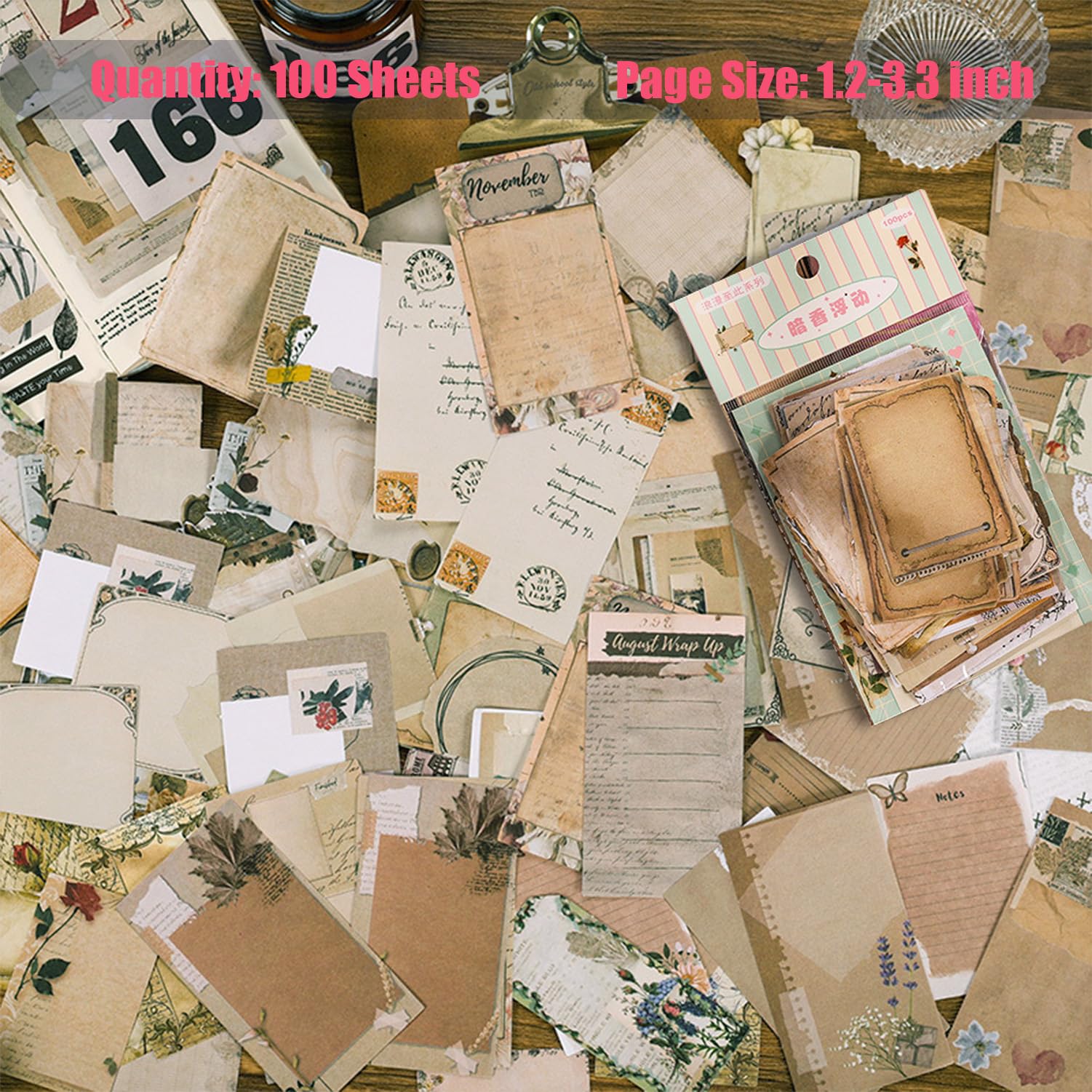 Bleds 501 Pcs Scrapbook Supplies, Scrapbook Paper Kit 460 Sheets Thin Decorative Craft Paper With 40 Pcs Flower Stickers 1 Adhes