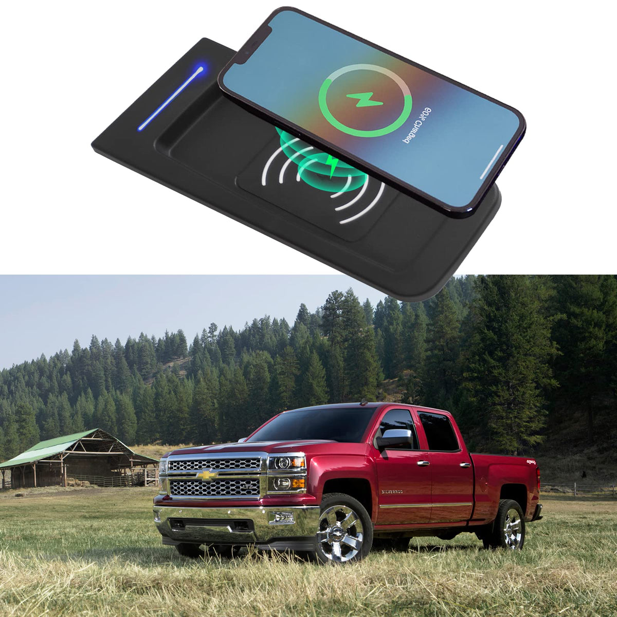 Xipoo Car Wireless Charger Compatible with 2007-2014 Chevy Silverado Wireless Charger Tray Pad Center Console Replacement for 20