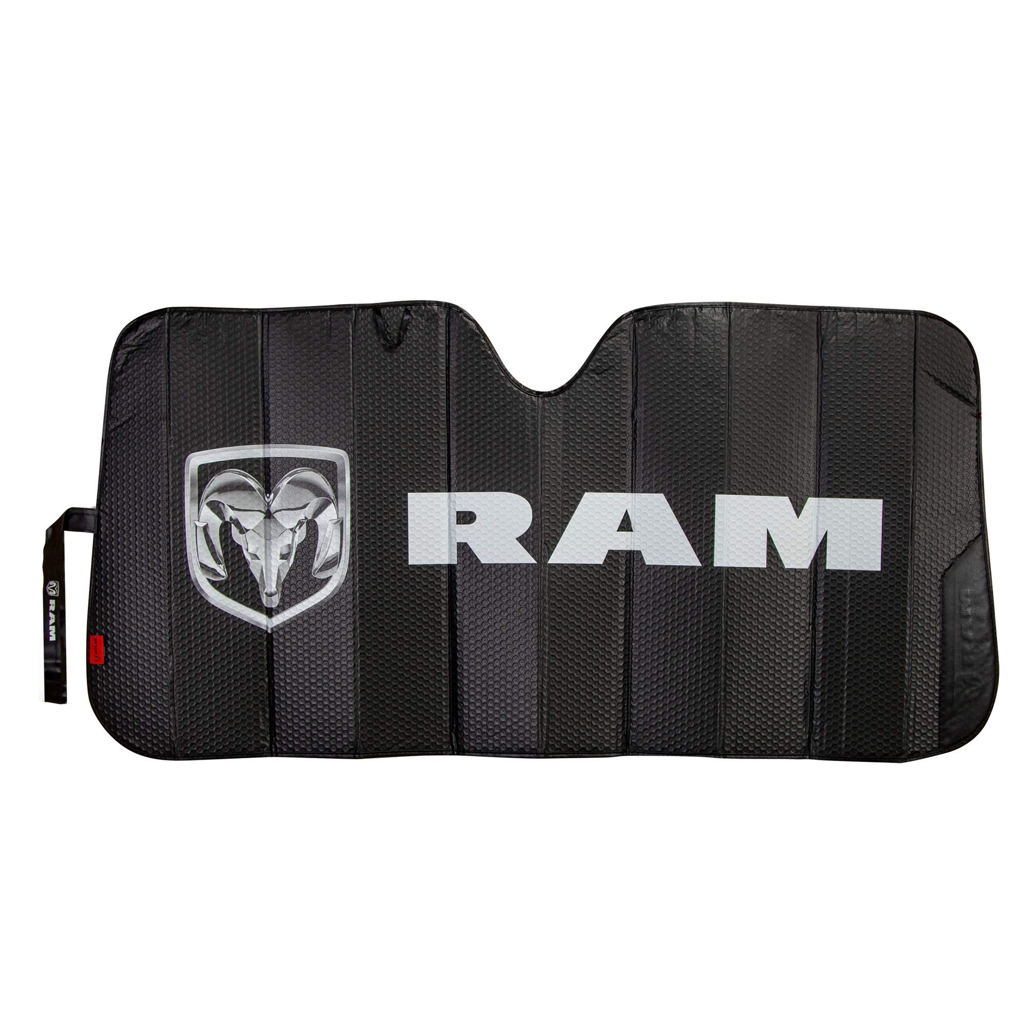 Plasticolor Front Windshield Sunshade, RAM Logo, Black Matte Finish, Model 003860R01, Polyester Material