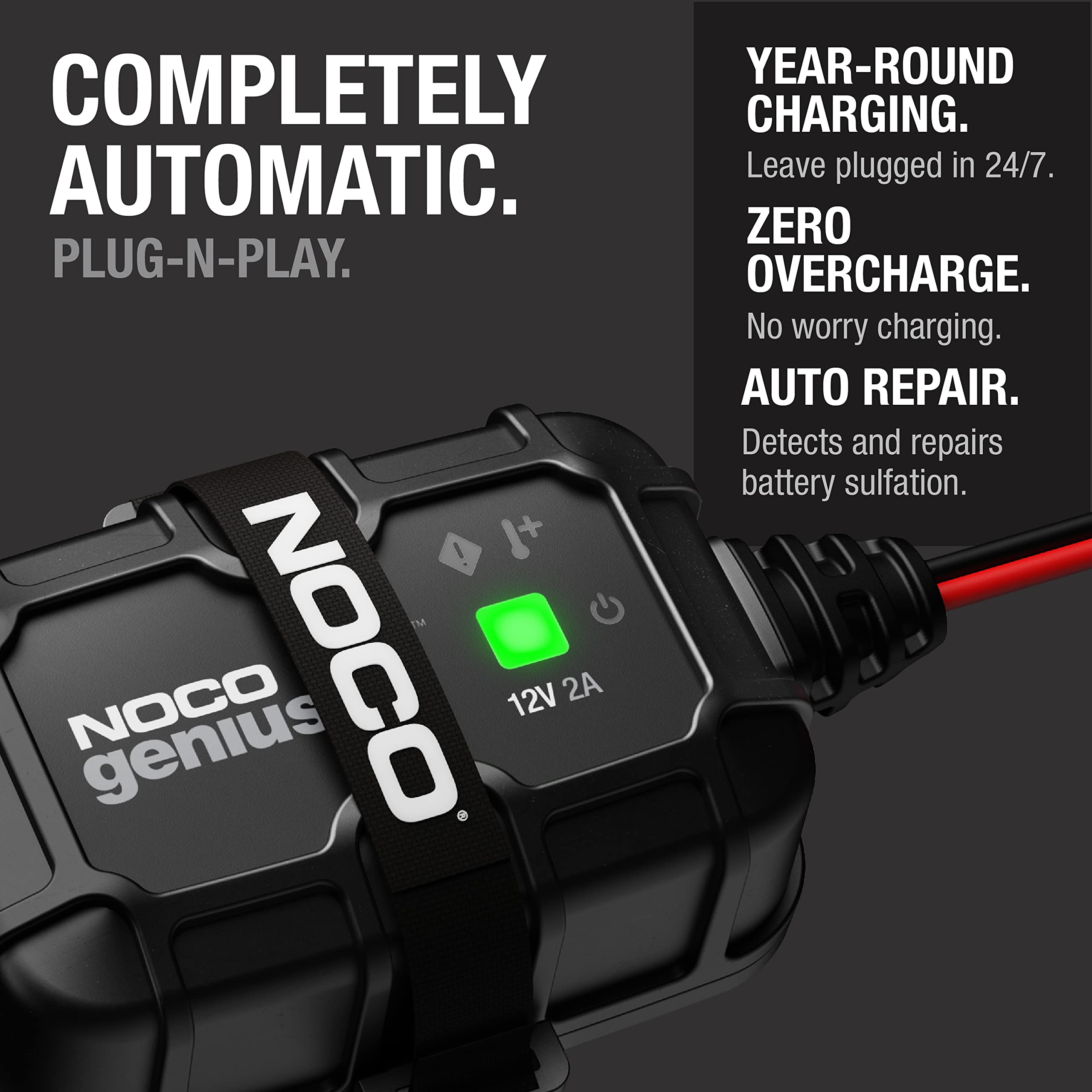 NOCO GENIUS2D, 2A Direct-Mount Onboard Car Battery Charger, 12V Automotive Charger, Battery Maintainer, Trickle Charger, Float C
