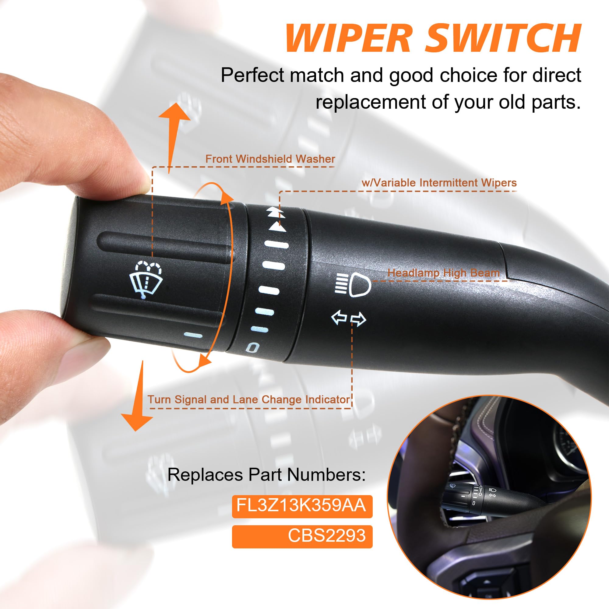 Cbs2293 Windshield Wiper Switch Turn Signal Switch Control Replaces Fits For Ford F150 2015-2020, F250 F350 F450 Super Duty 2017