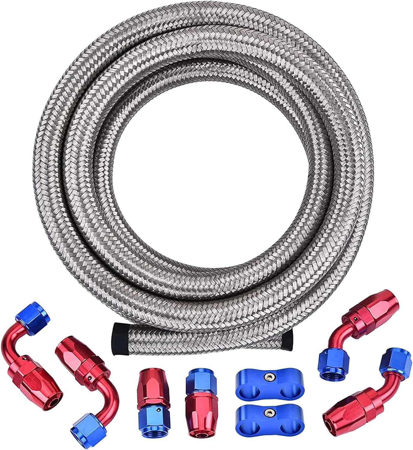 EVIL ENERGY 12AN Fuel Line Kit,AN12 Braided Nylon Fuel Hose CPE 10FT Silver