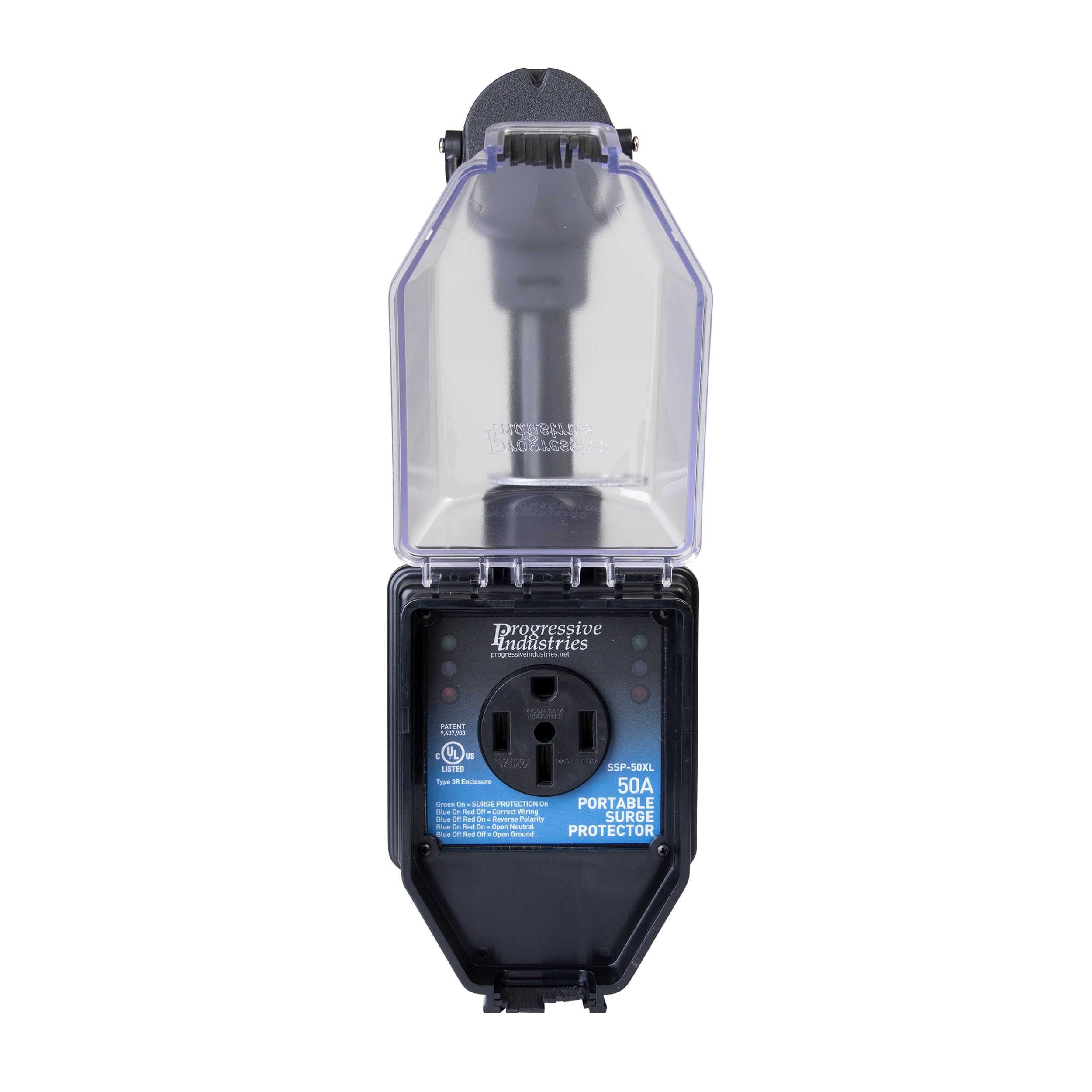 Progressive Industries Portable Rv Surge Protector, 50 Amp With All Weather Shield Assembly And Fault Detection - Ssp-50Xl