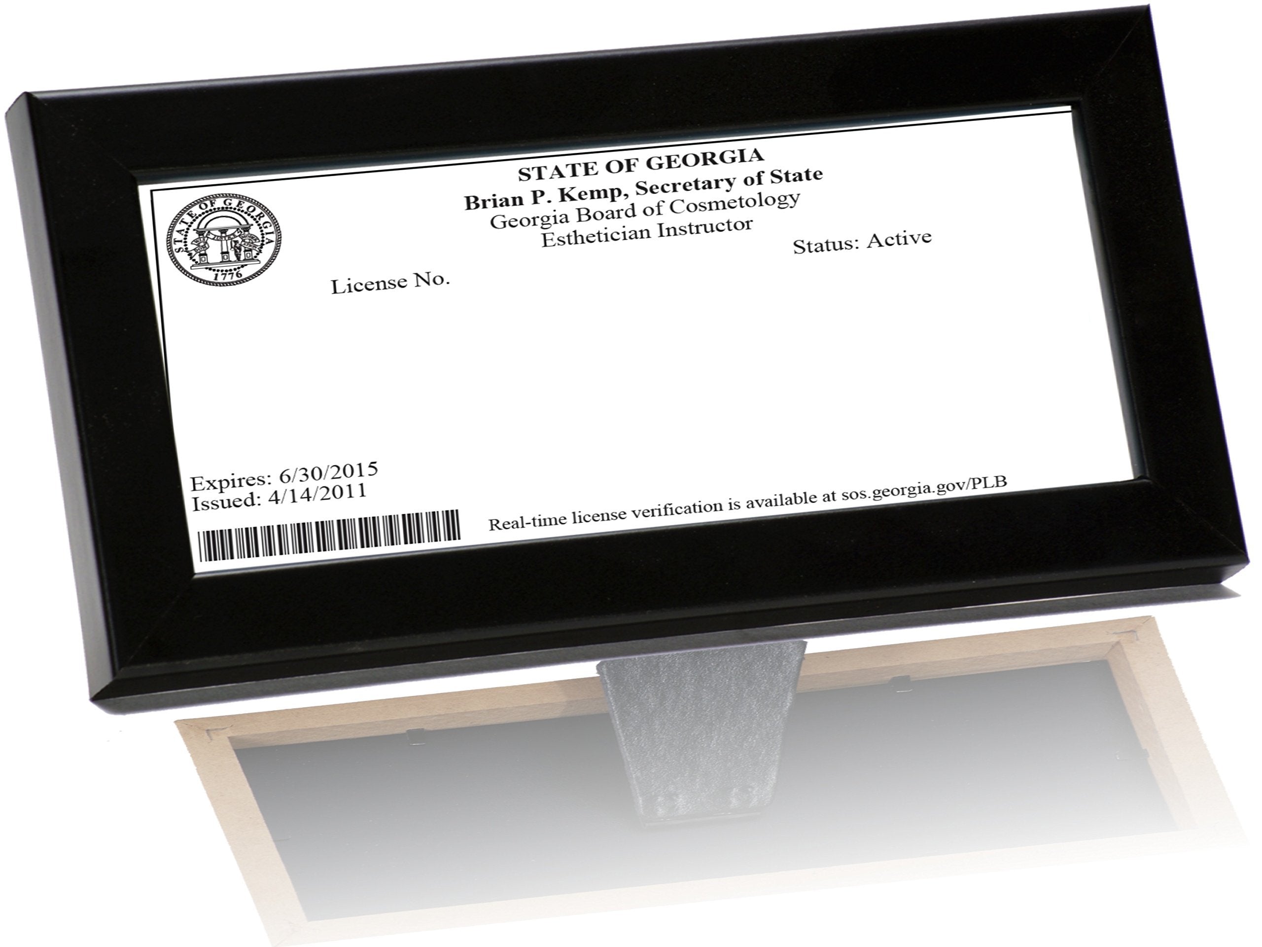 Cosmetology Self Standing Black License Frames 3.5 By 8.5 Inch Easel Back And Hanger For Professionals, Certificates, Tax Licens