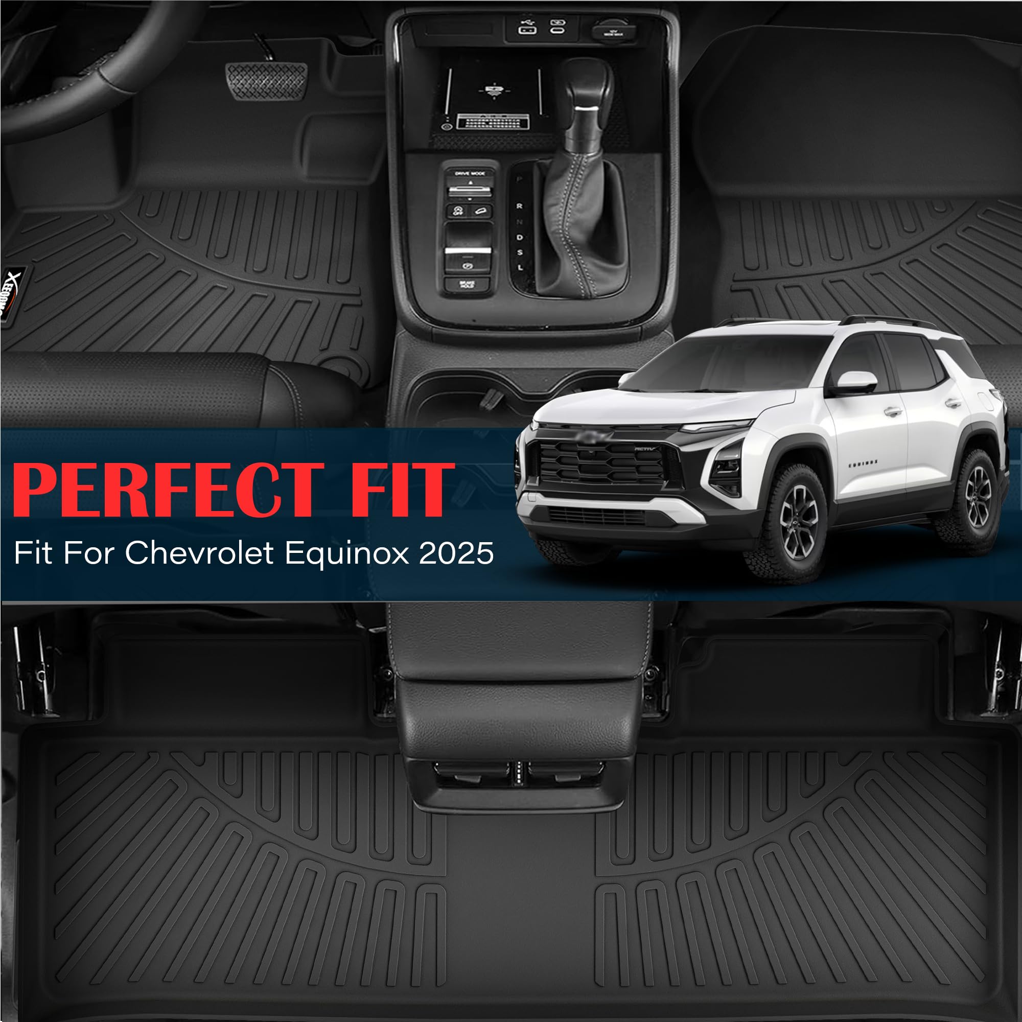 Floor Mats For 2025 Chevrolet Equinox Fuel (Not For Ev) All Weather Tpe Protection Floor Liners 1St & 2Nd Row Floor Liners For 2