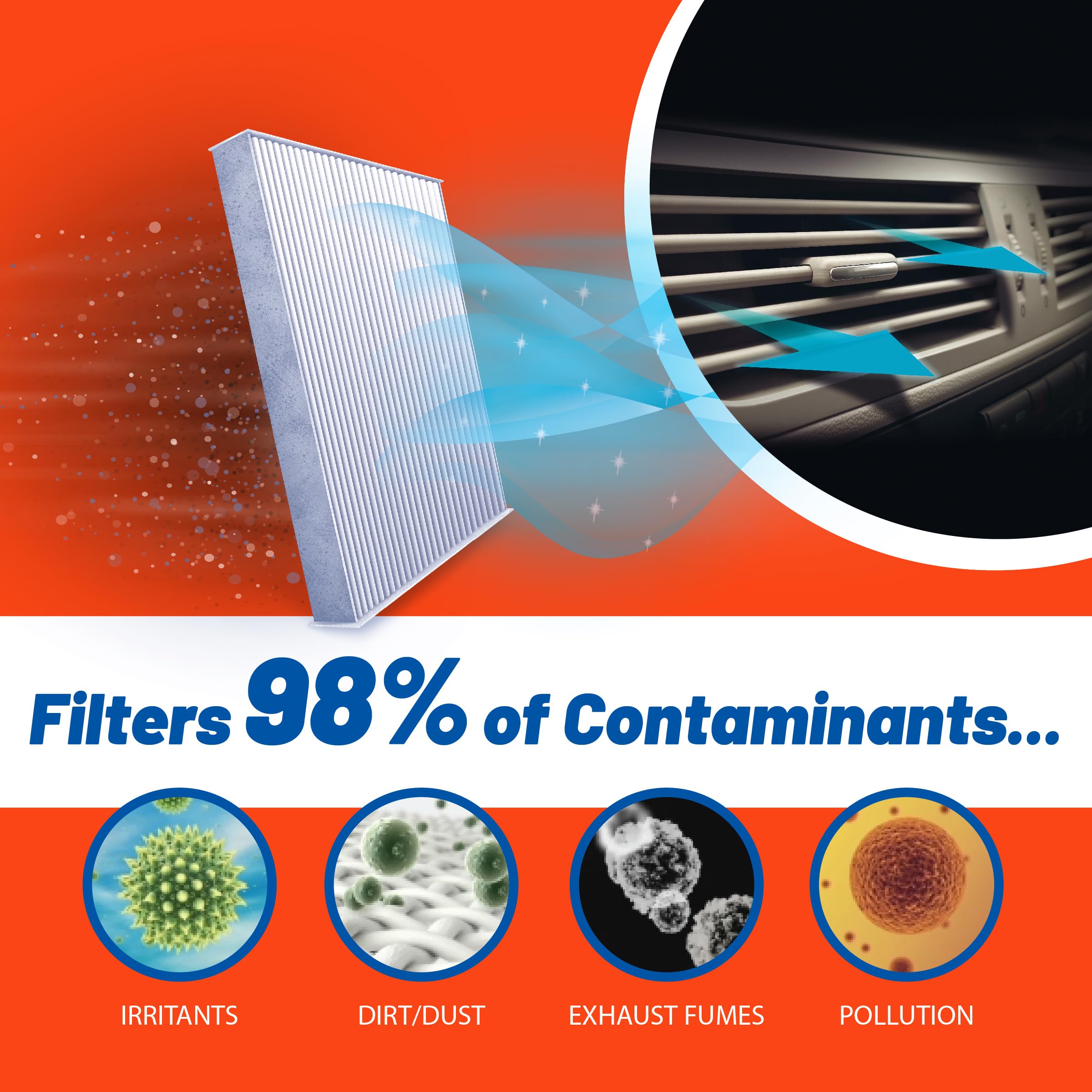 Fram Fresh Breeze Cabin Air Filter Replacement For Car Passenger Compartment W/ Arm And Hammer Baking Soda, Easy Install, Cf1056