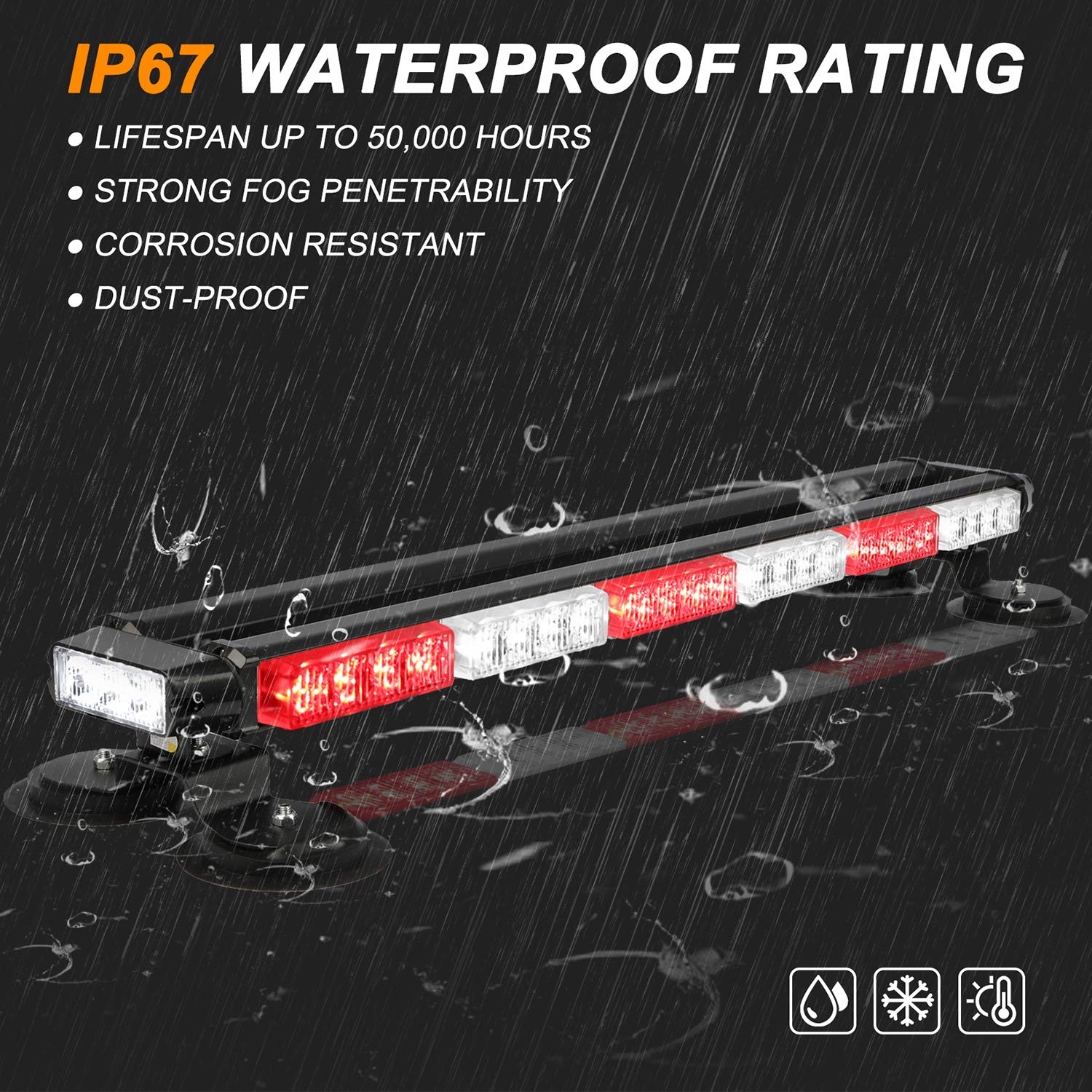 Aspl 29.5 '' 54 Led Strobe Light Bar Double Side Flashing High Intensity Emergency Warning Flash Strobe Light With Magnetic Base