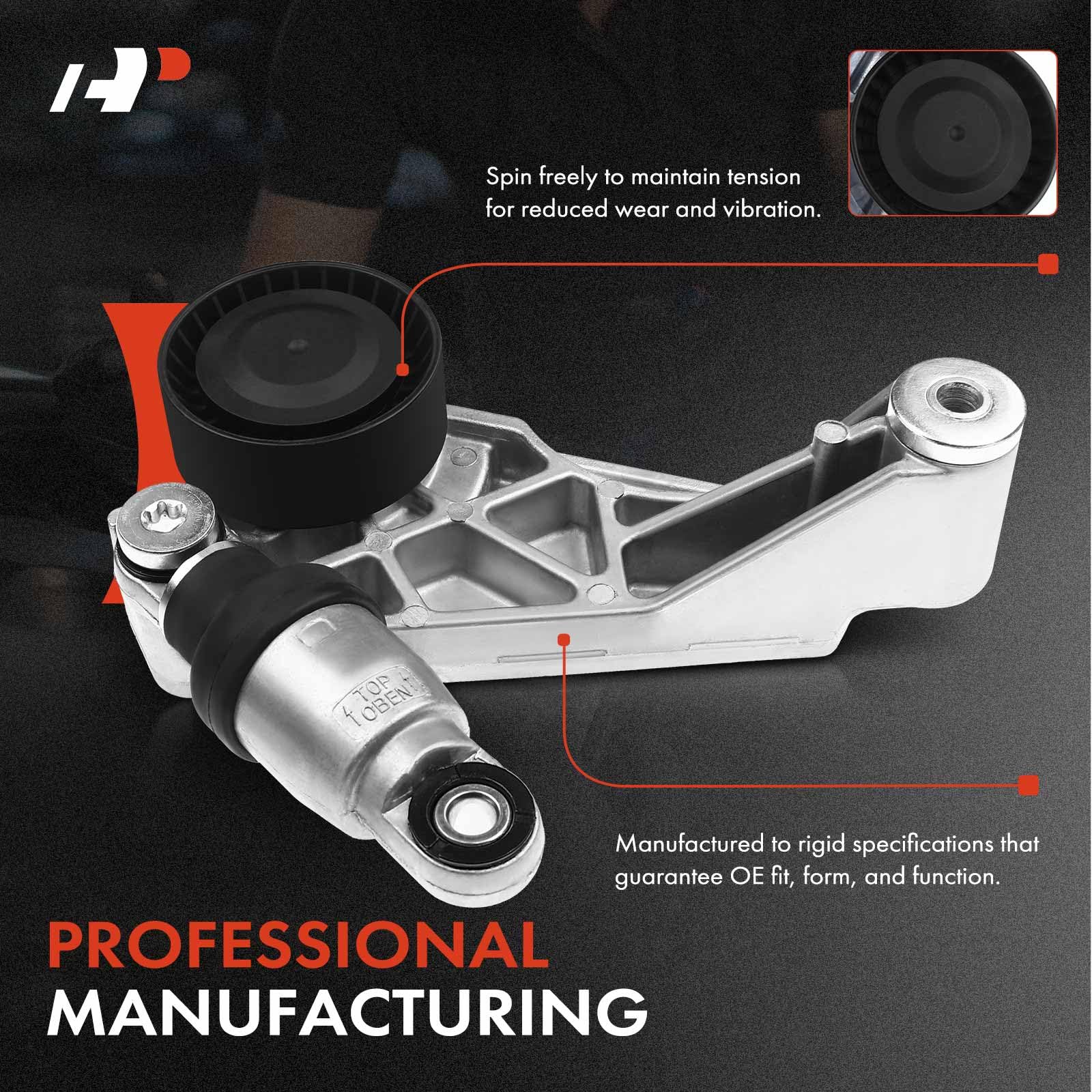 A-Premium Belt Tensioner Assembly with Pulley Compatible with Jeep JK Wrangler 2012 2013 2014 2015 2016 2017 2018 V6 3.6L, Repla