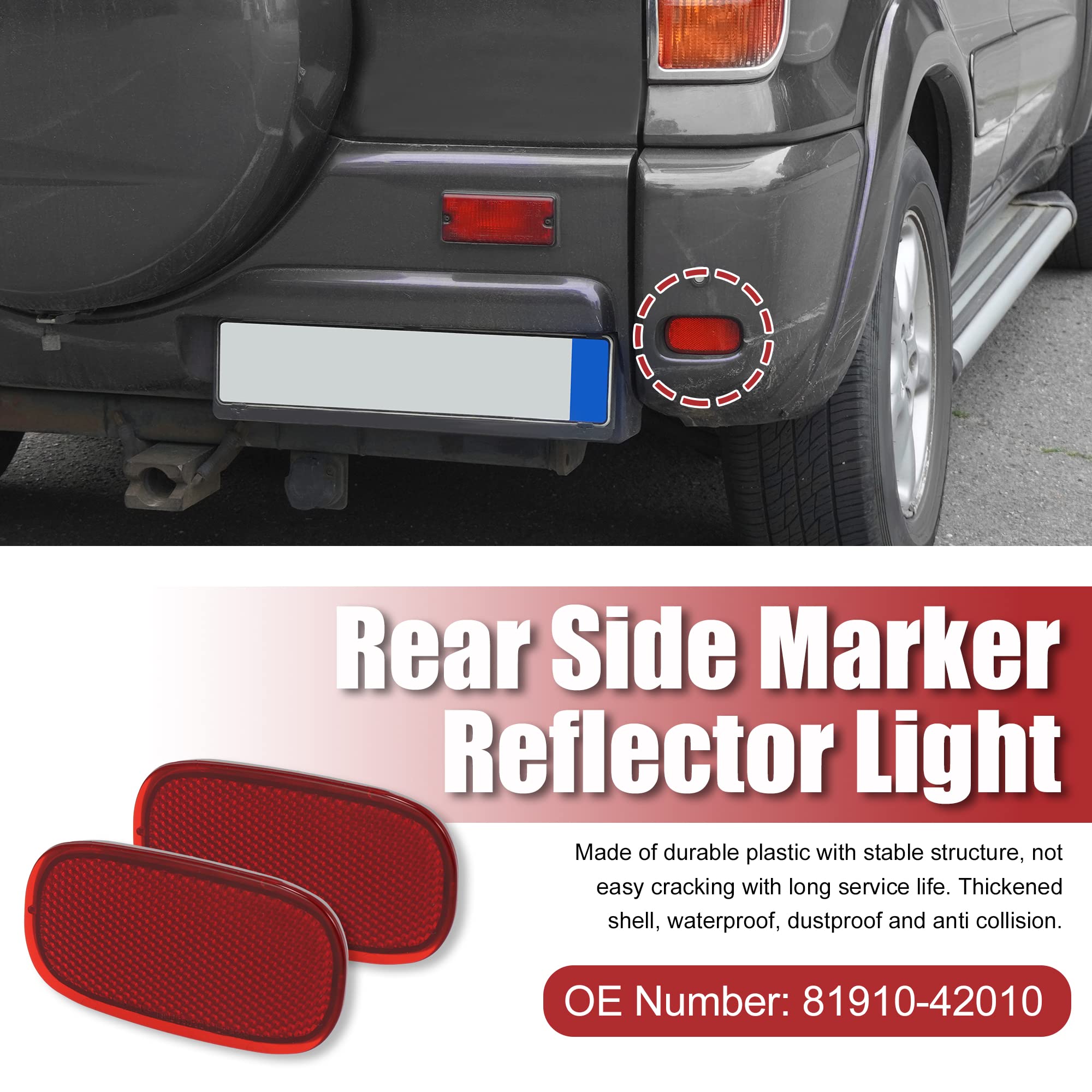 X AUTOHAUX Pair Exterior Rear Bumper Side Marker Reflector Red for Toyota RAV4 1996-2005 for Toyota Matrix 2010-2014 Left Right