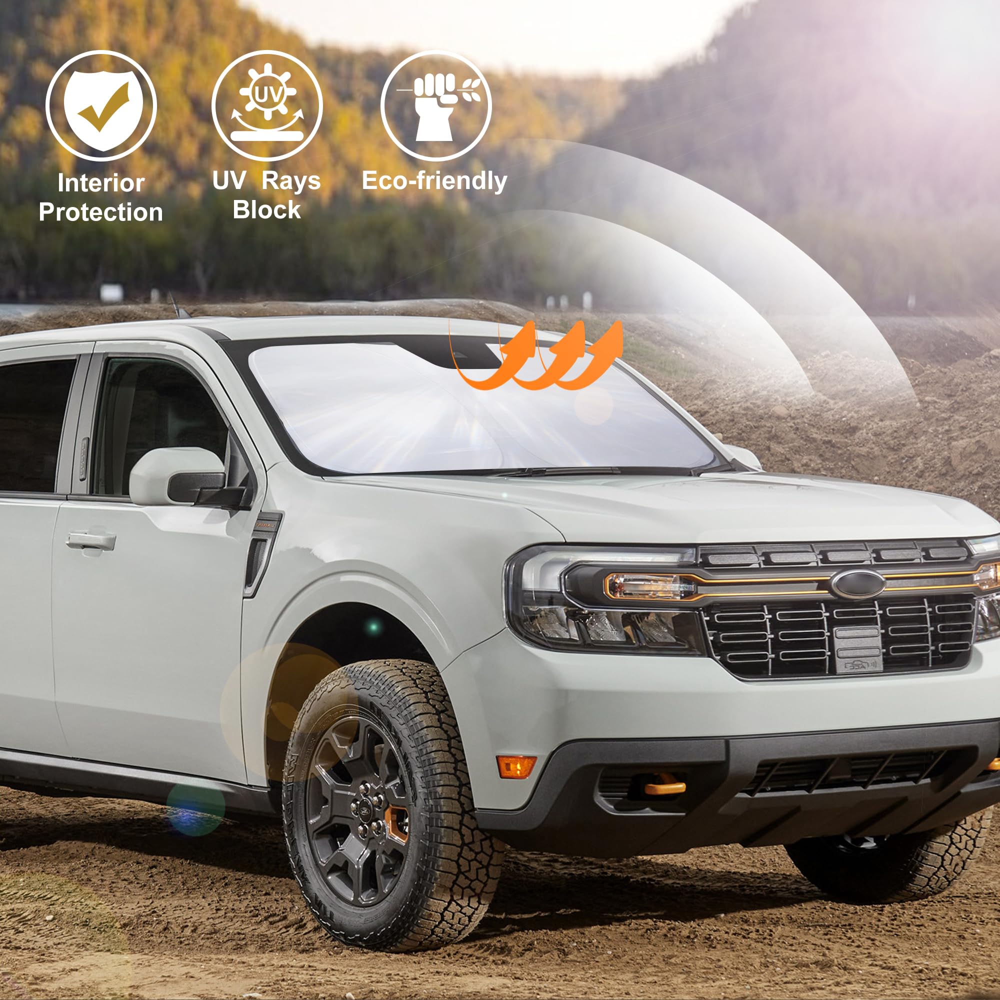 Windshield Sun Shade Compatible With 2022 2023 2024 2025 Ford Maverick Hybrid Xl Xlt Lariat Truck Accessories Protect Car From S