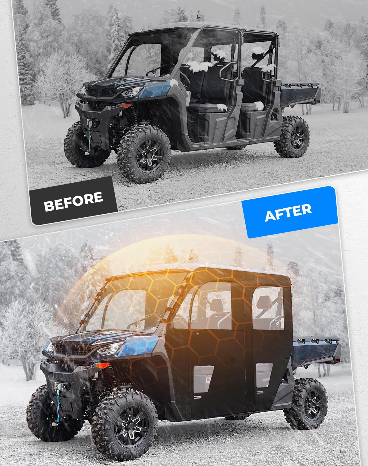 KEMIMOTO Zipper Soft Doors, UTV Cab Enclosure Water-Resistant Compatible with CFMOTO Uforce 1000 XL Accessories