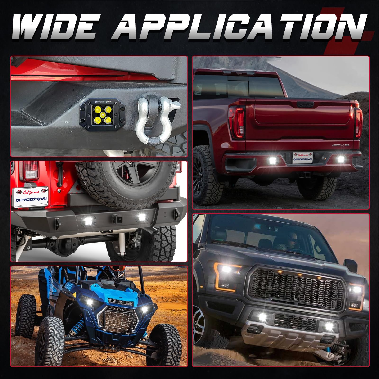 Offroadtown 2Pcs 100W 5 Inch Cree Led Pods, Spot Beam, Flush Mount, Waterproof Bumper Lights For Trucks Utv Atv Off Road Boat