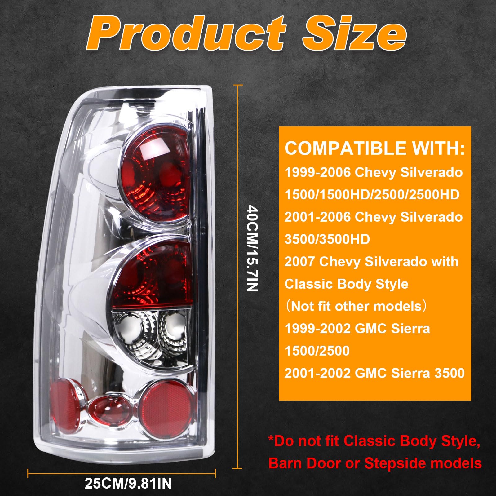 Nakuuly Tail Light Rear Lamp Compatible With 1999-2006 Chevy Silverado 1500 2500 3500 2007 Classic, 1999-2002 Gmc Sierra 1500 25