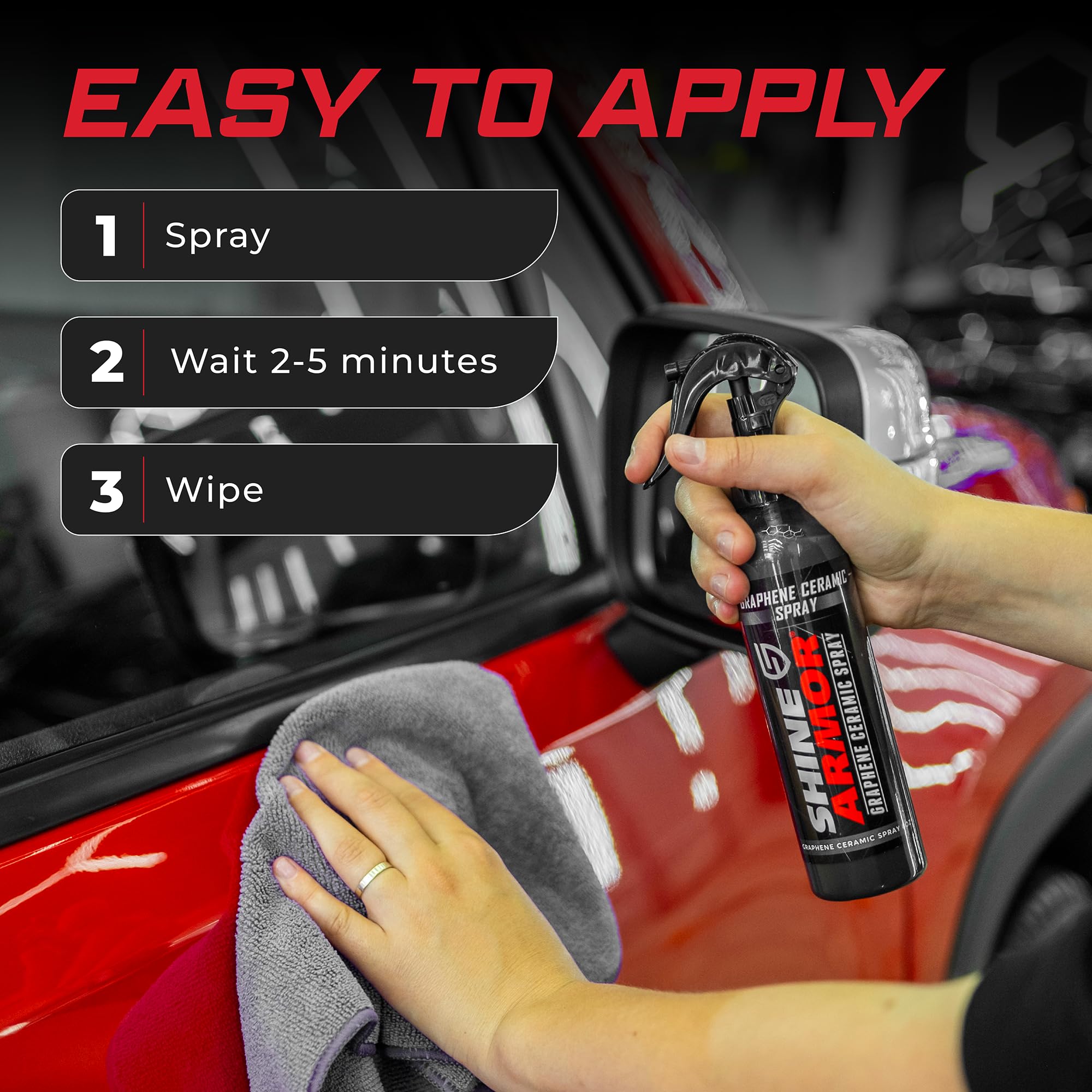 SHINE ARMOR Graphene Ceramic Coating for Cars, 8 Fl Oz, Hydrophobic SiO2 Technology, Premium Gloss, Ceramic Protection