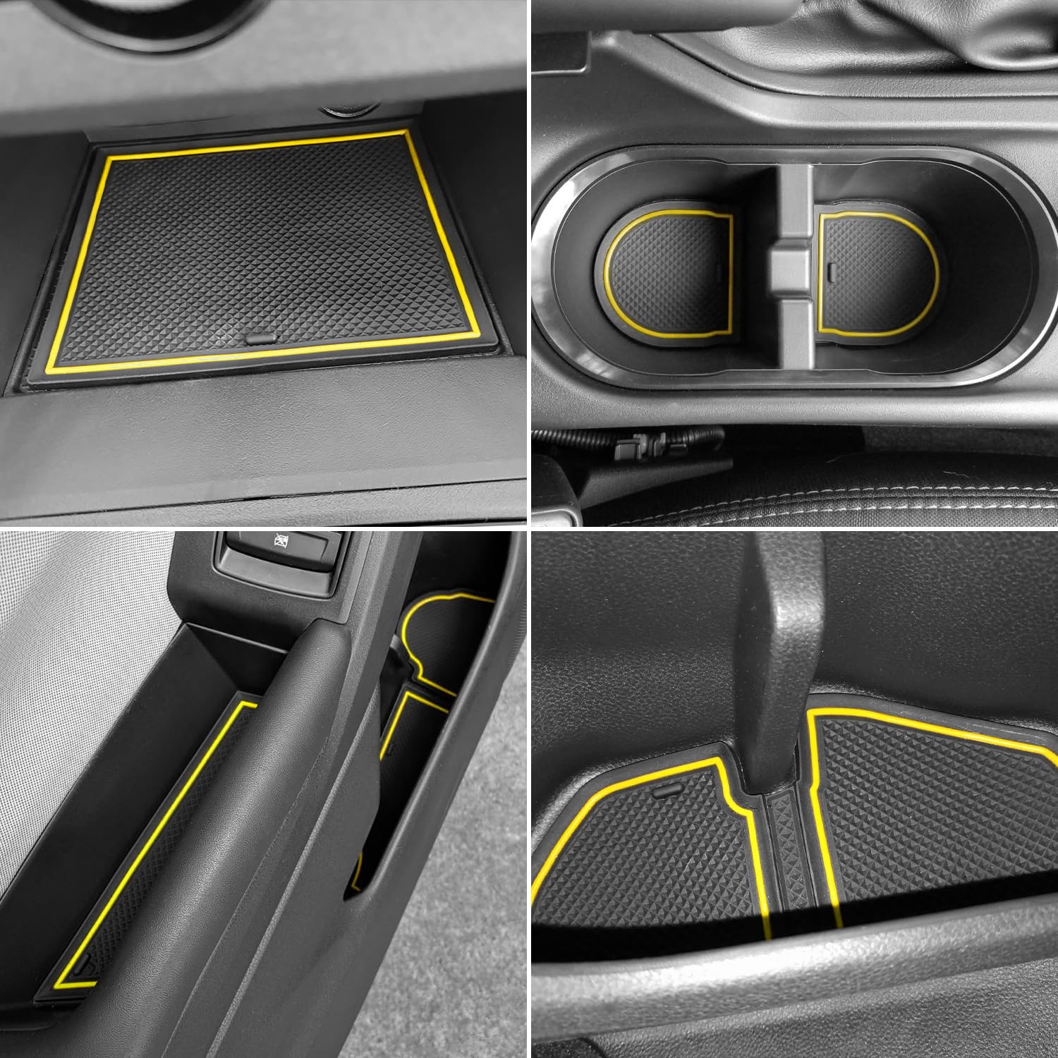 Mochent Cup Holder Insert For Subaru Crosstrek 2023 2022 2021 2020 2019 2018 And For Subaru Impreza 2017-2023 Center Console Mat Non-Slip Door Pocket Liners Interior Accessories (Yellow)
