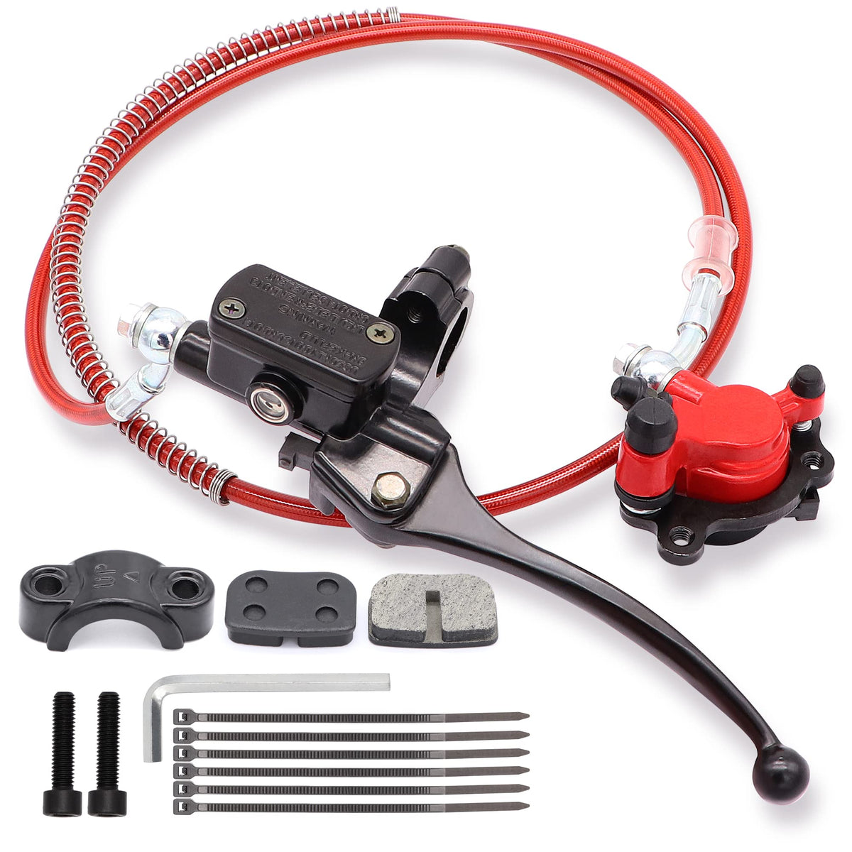 Upgraded Mini Bike Brake Kit Hydraulic Brake Assembly The Left Of The 7/8' Handlebars 50 Inch Hose Tube Master Cylinder Caliper For Predator 79Cc 97Cc 2.8Hp Baja Doodle Bug Db30 Blitz Dirt Bug Racer