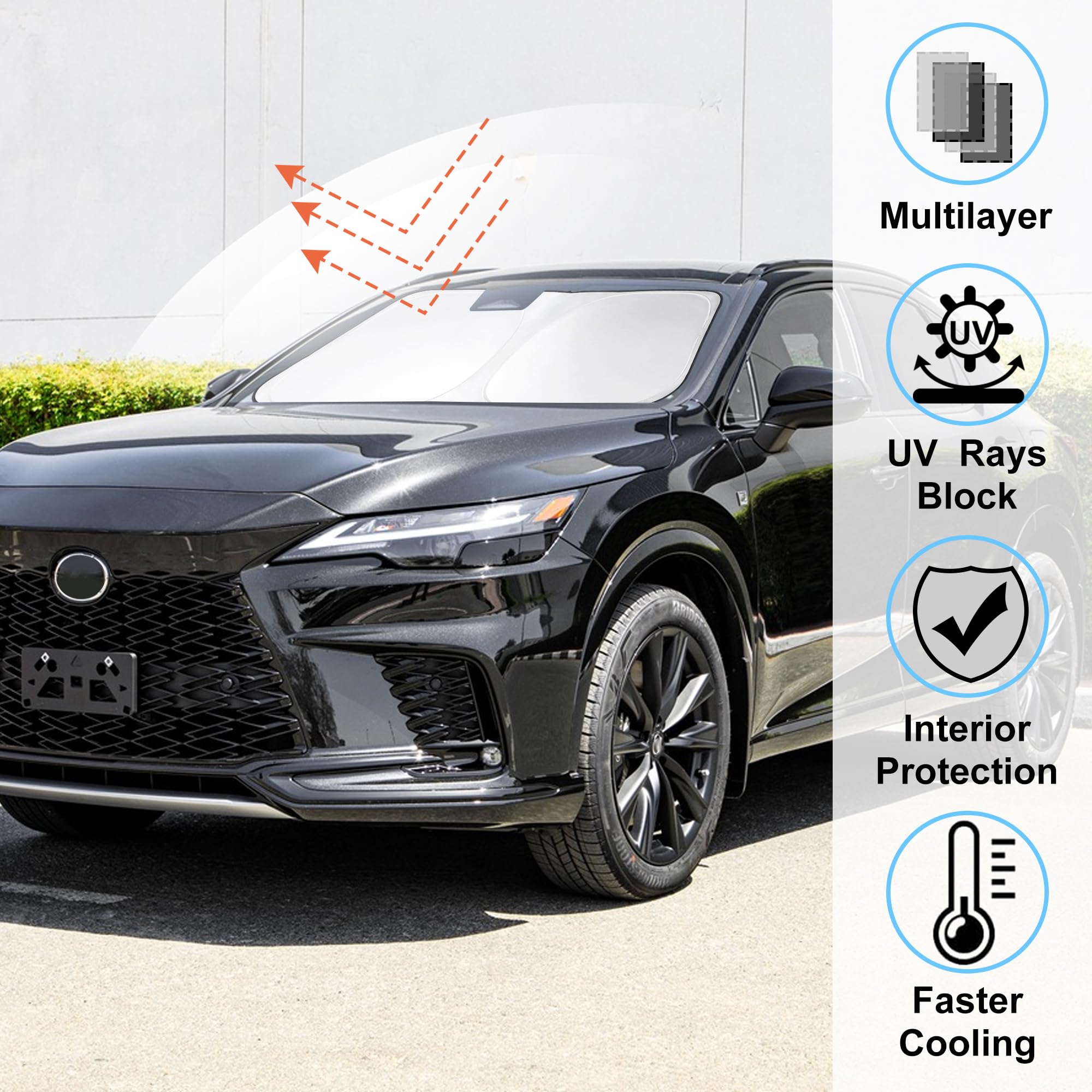 Windshield Sun Shade Front Window Sunshade Sun Blocker Fit For 2023 2024 2025 Lexus Rx Accessories Keep Car Interior Cool