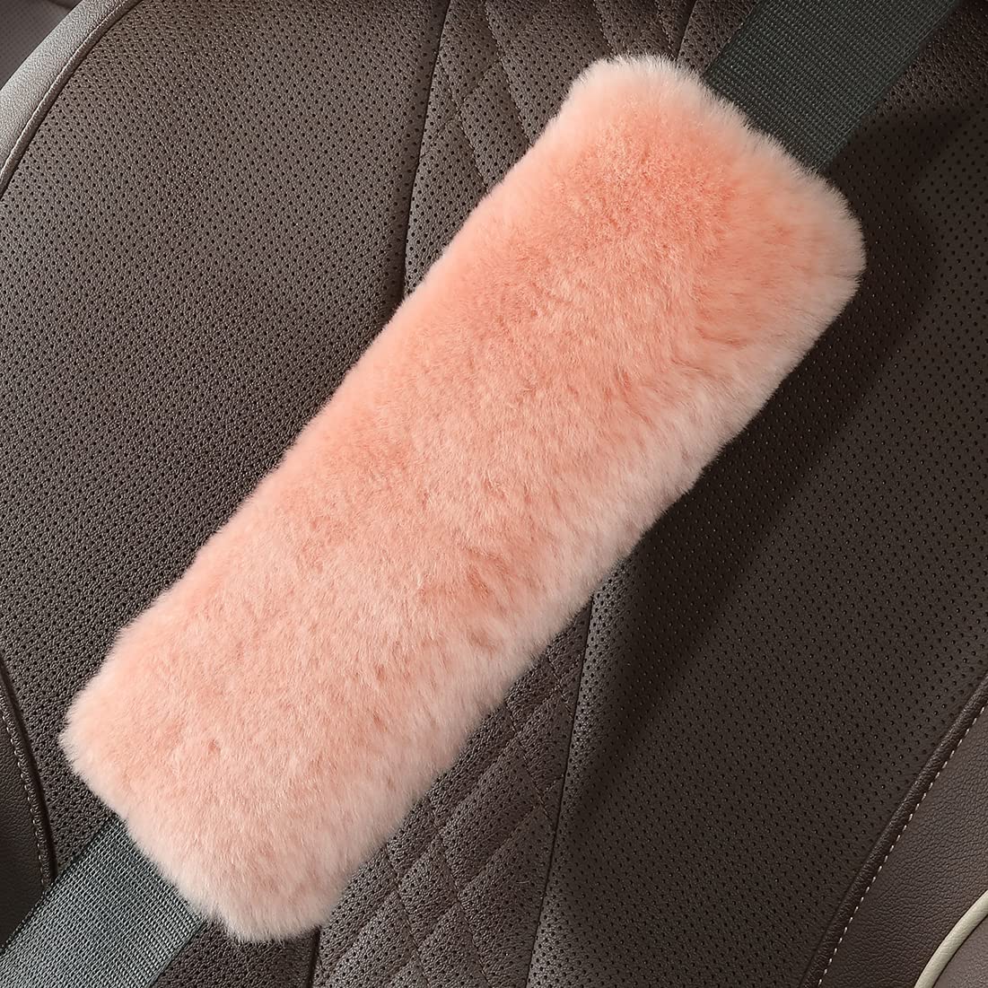 Ogland Genuine Sheepskin Soft Fuzzy Car Seat Belt Pad,2 Pack Fluffy Seat Belt Cover For Shoulder Pad Neck Cushion Protector Car