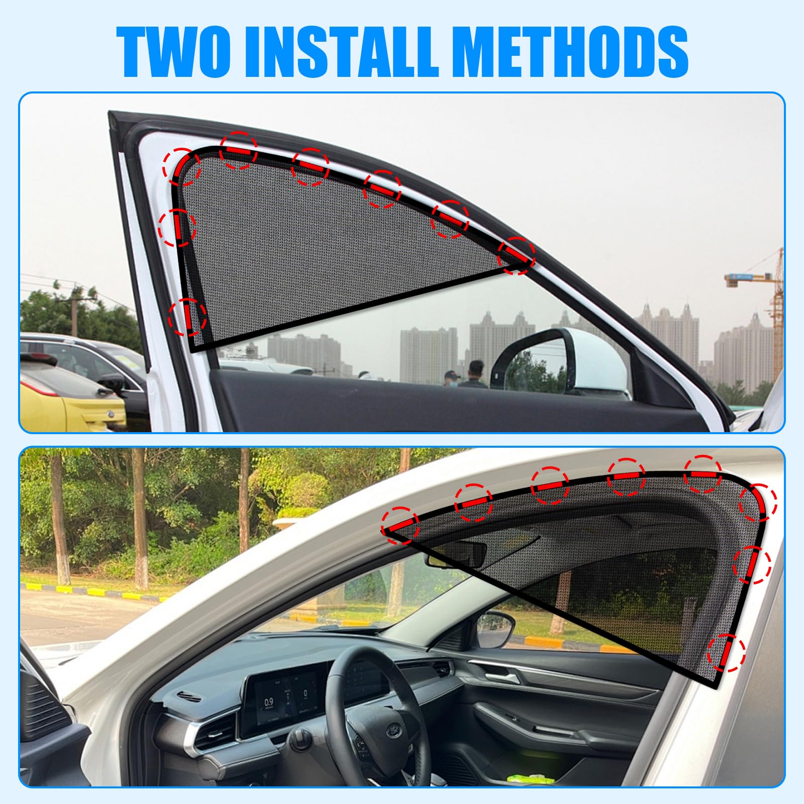 ZATOOTO Car Window Shades for Driver Side, 2Pack Magnetic Car Window Sun Blocker for Front Side Windows Mesh car sun shade, Easy