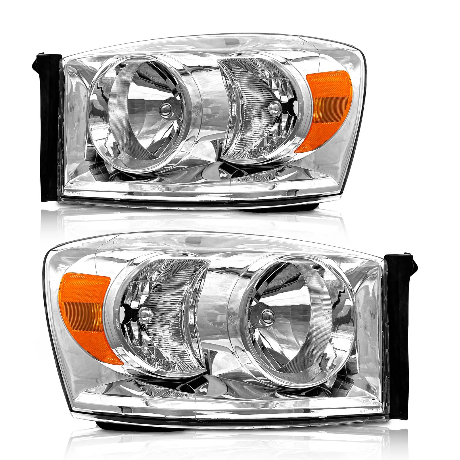 Axlaha 2006-2008 Dodge Ram Headlights Assembly For 2006 2007 2008 Dodge Ram 1500/2006 2007 2008 2009 Dodge Ram 2500 3500 Chrome