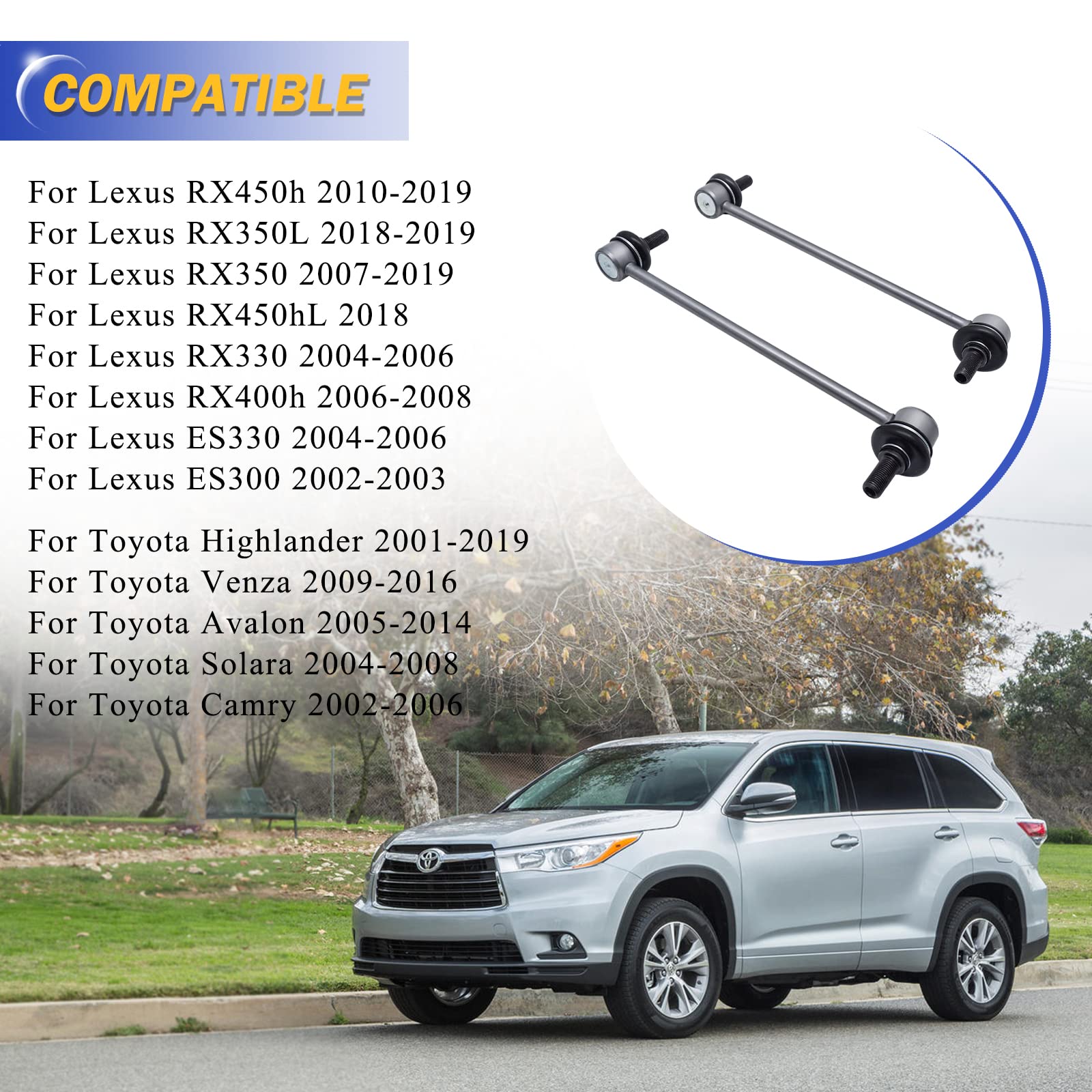 Zinc-Nickel Alloy Front Stabilizer Sway Bar Links For Lexus Rx450H/Rx350L/Rx350 /Rx330 /Es330 Toyota Highlander/Venza/Avalon/Sol