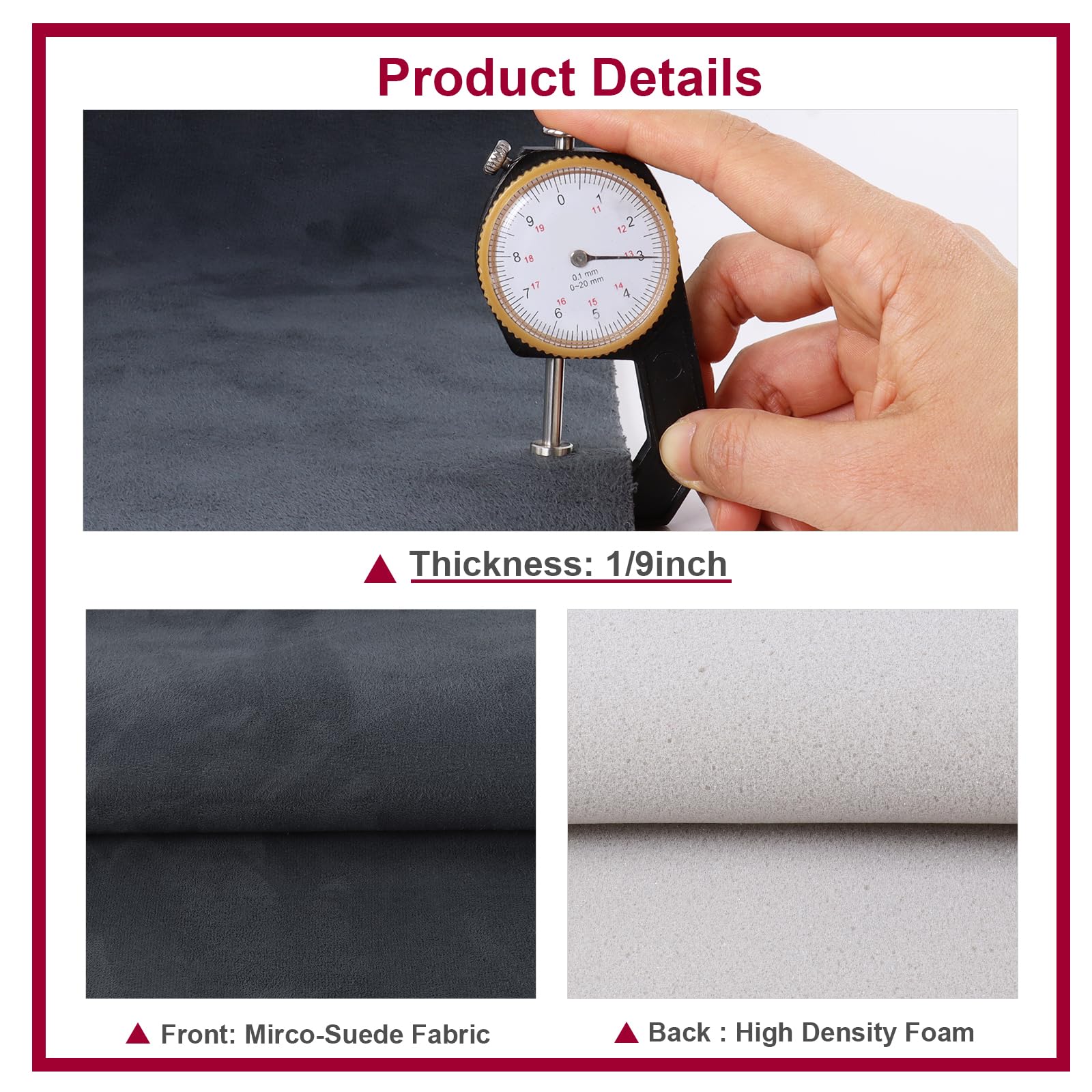 Car Elements Suede Headliner Fabric 60'' Wide By 120'' With Foam Backing Micro-Suede Headliner Repair Material, Car Roof Upholst