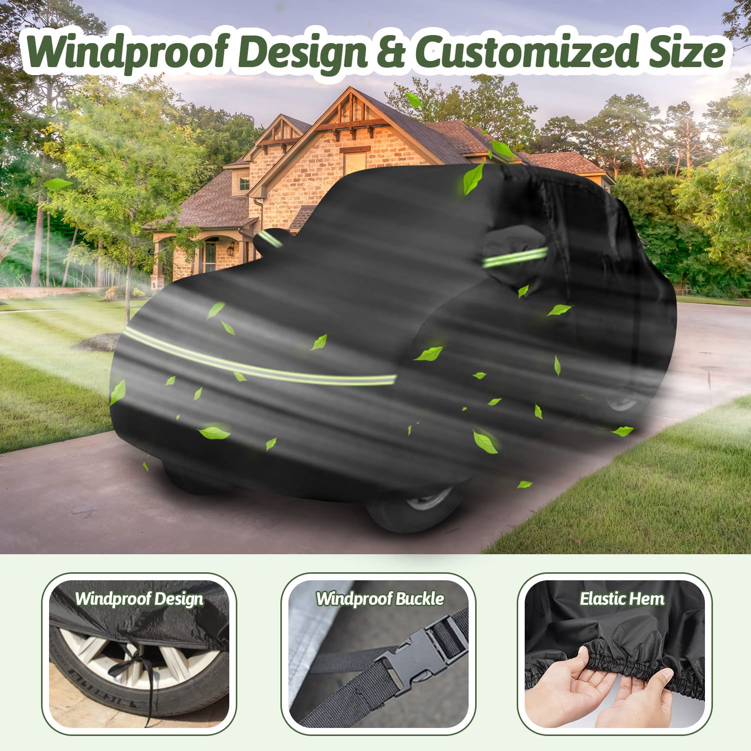 Car Covers For 1960-1980 Beetle Bug Sedan 2-Door, Waterproof All Weather Beetle Full Car Cover 210T Custom-Fit Outdoor Windproof