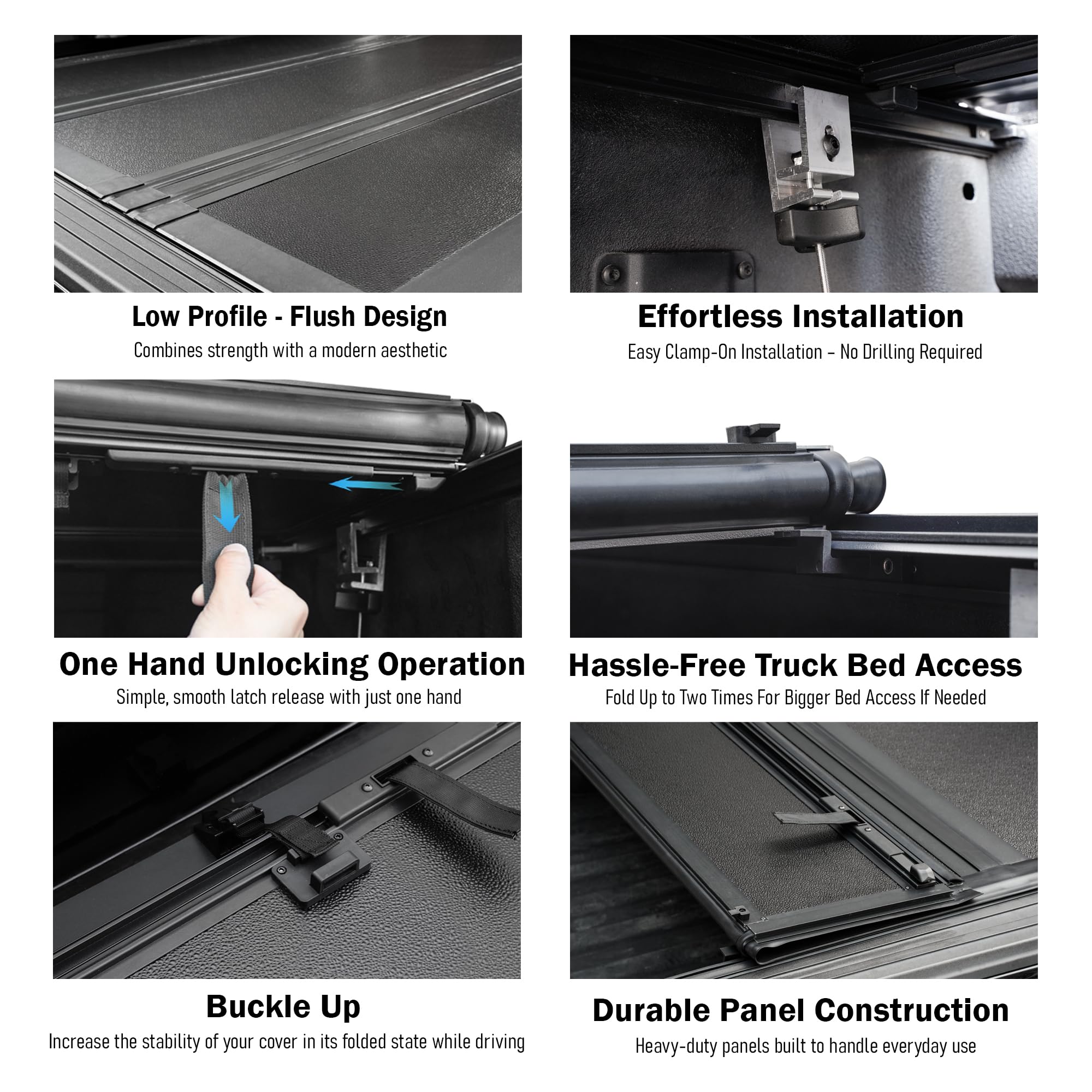 Toptiny Low Profile Hard Folding Truck Bed Tonneau Cover Fits 2022-2025 Toyota Tundra 56'' Bed (66.7'')