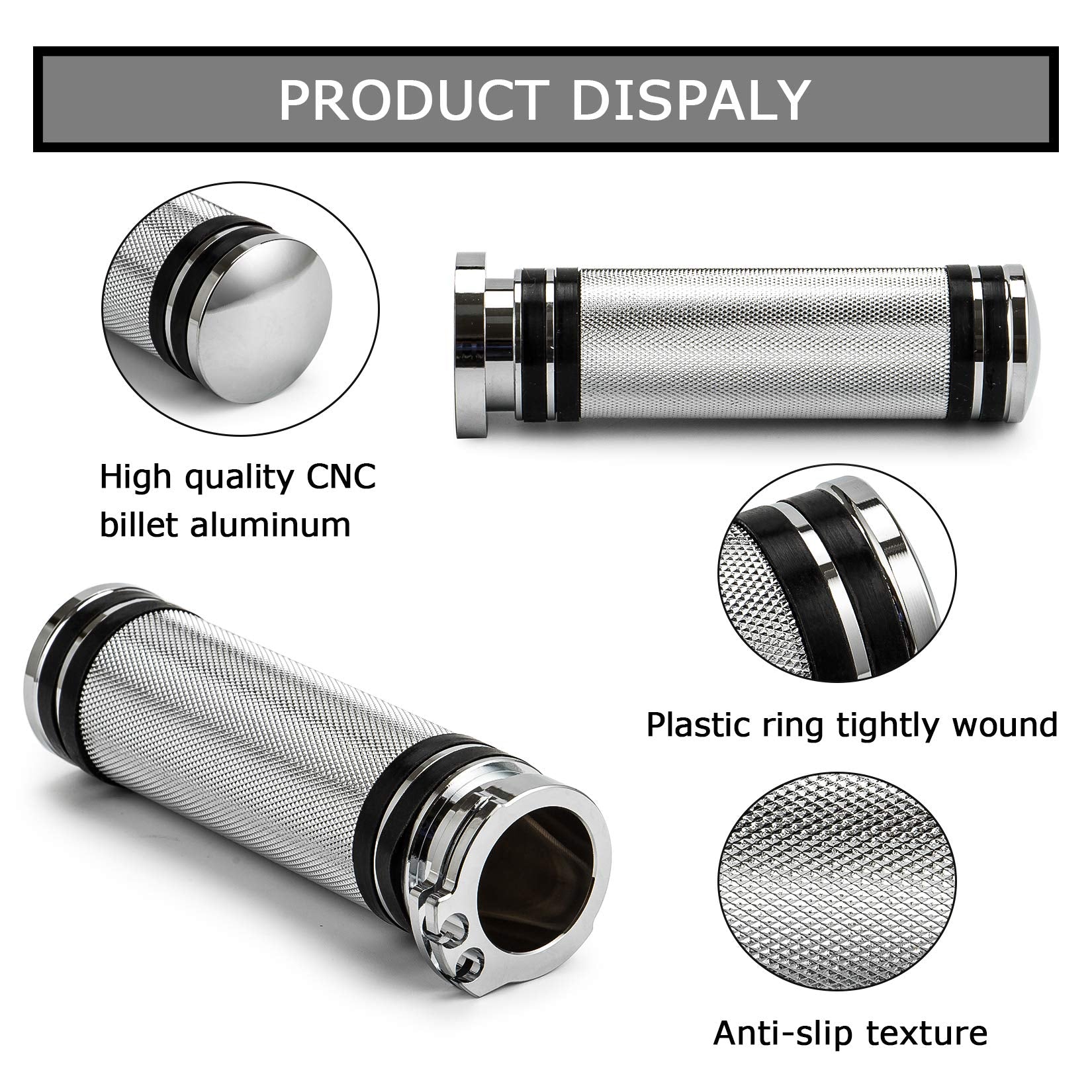 Motorcycle 1'' Inch Hand Grips 25mm Handlebar Grips Billet Universal for Sportster Fatboy Dyna Softail VRod Cafer Chopper Bobber