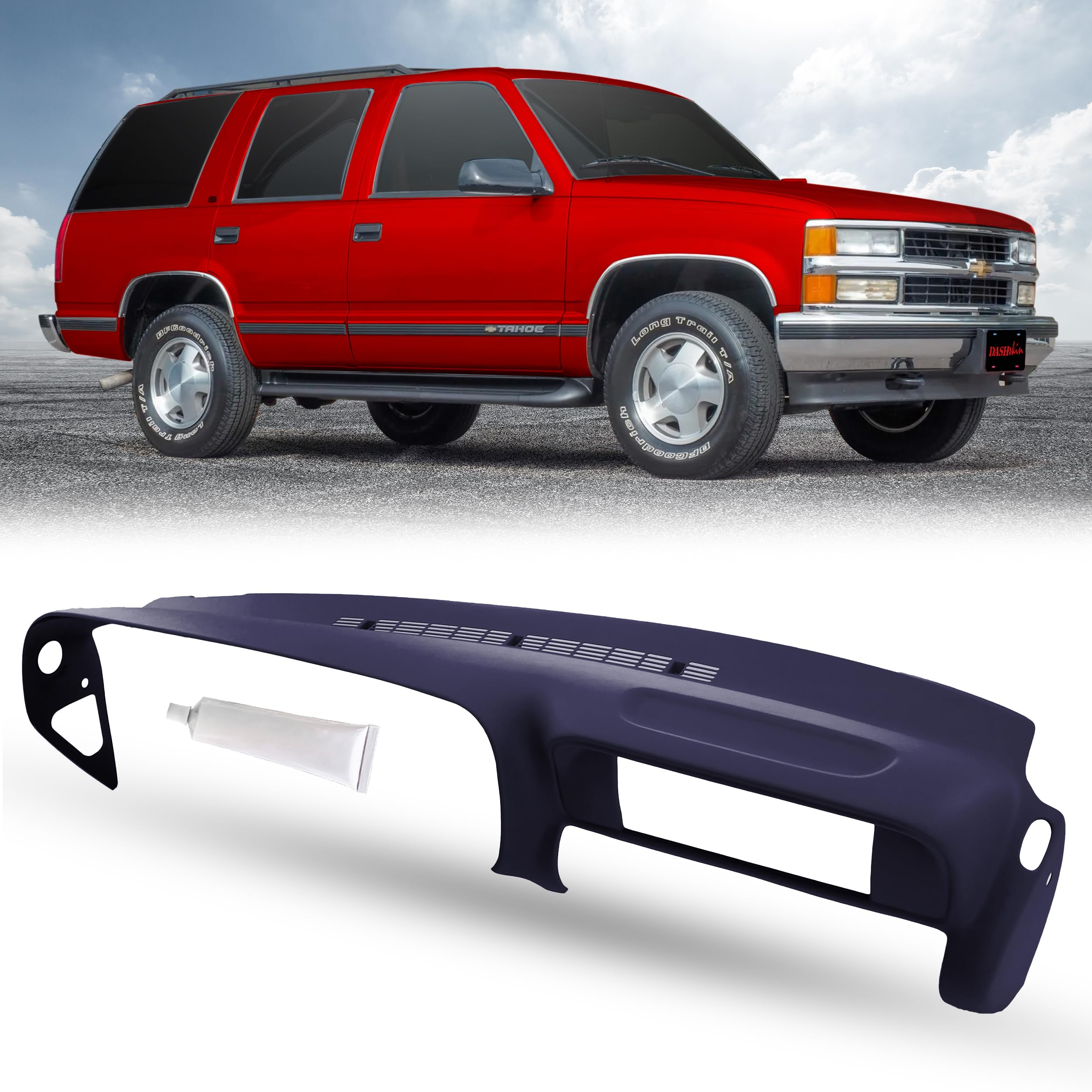 Dashskin Molded Plastic Dash Cover Compatible With 1997-2000 C1500 K1500 Tahoe Suburban Yukon & 1997-2000 Escalade In Navy Blue