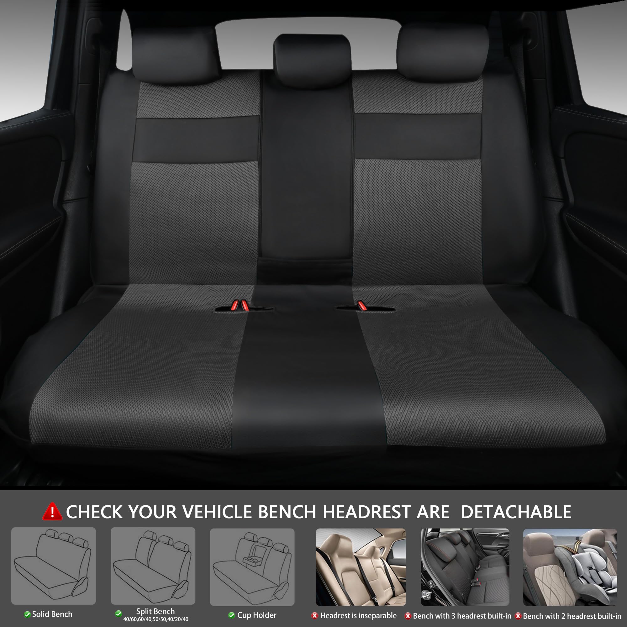 Car Pass Leather 3D Foam Back Support Car Seat Covers Full Set Air Mesh Automotive Seat Covers, All Season Car Seat Cover Fit Au