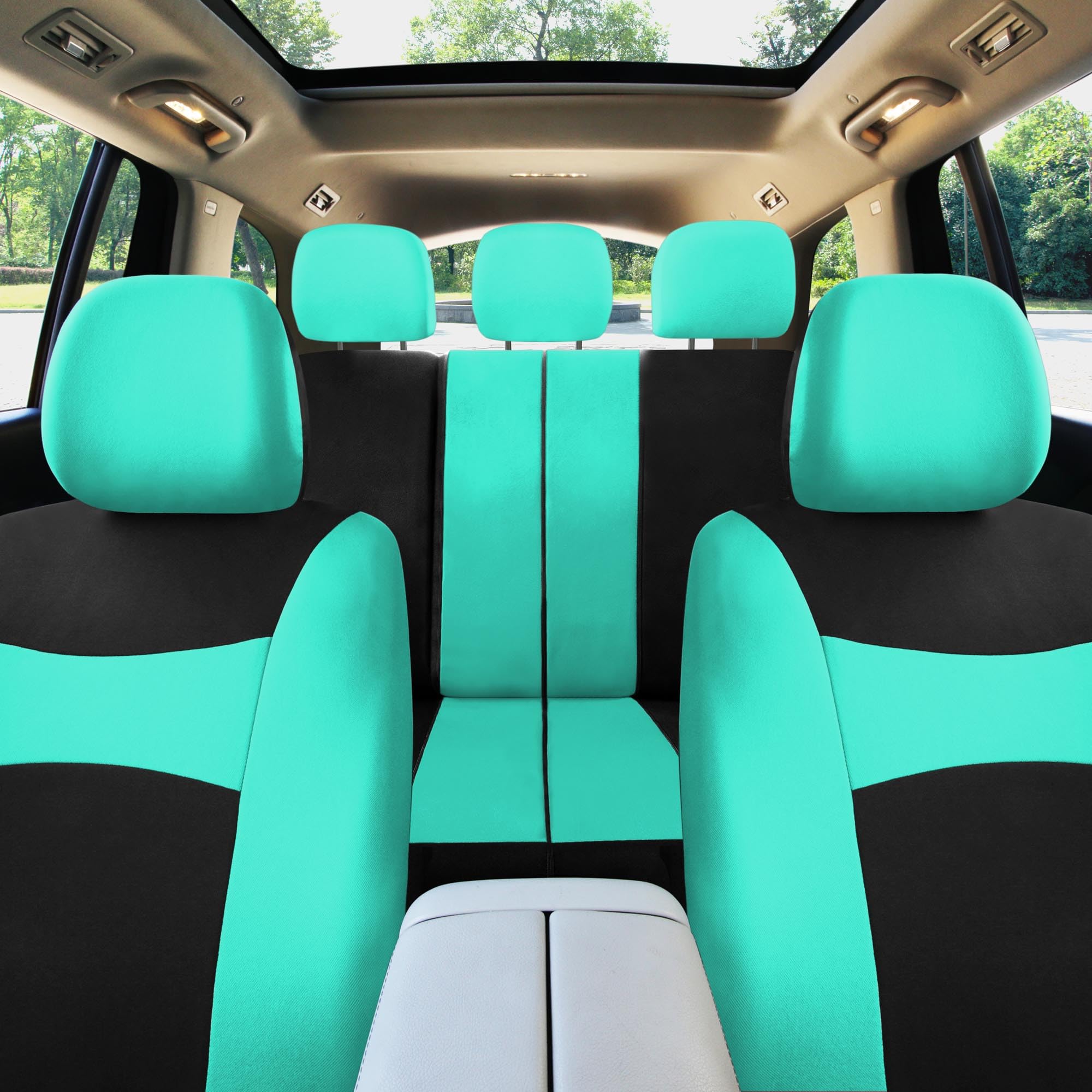 Fh Group Full Set Cloth Car Seat Covers , Universal Fit Combo, Low Back Front Seat Covers, Airbag Compatible, Split Bench Rear S