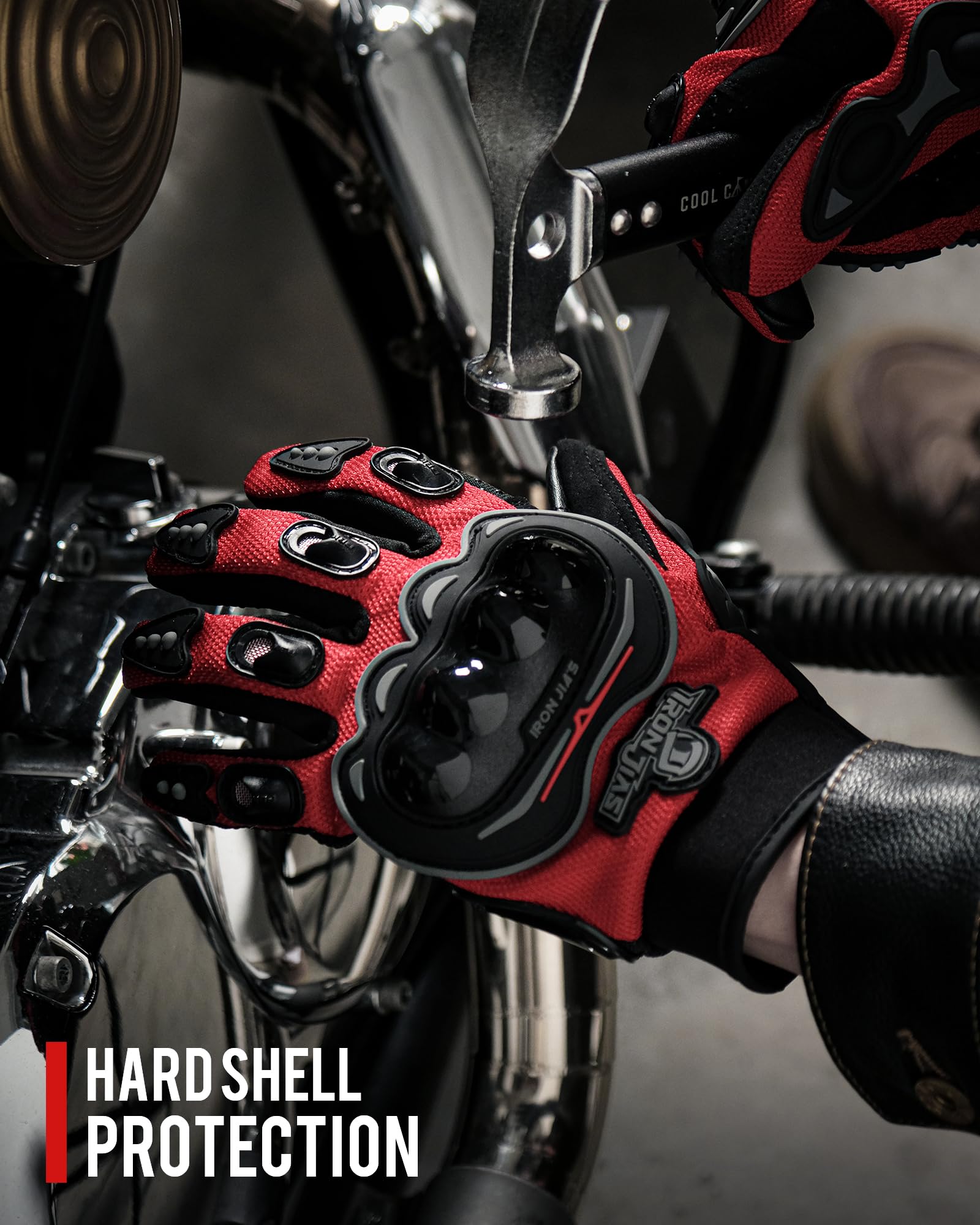 Iron Jia'S Motorcycle Gloves Motorbike Red Short Sports Leather Summer For Touch-Screen