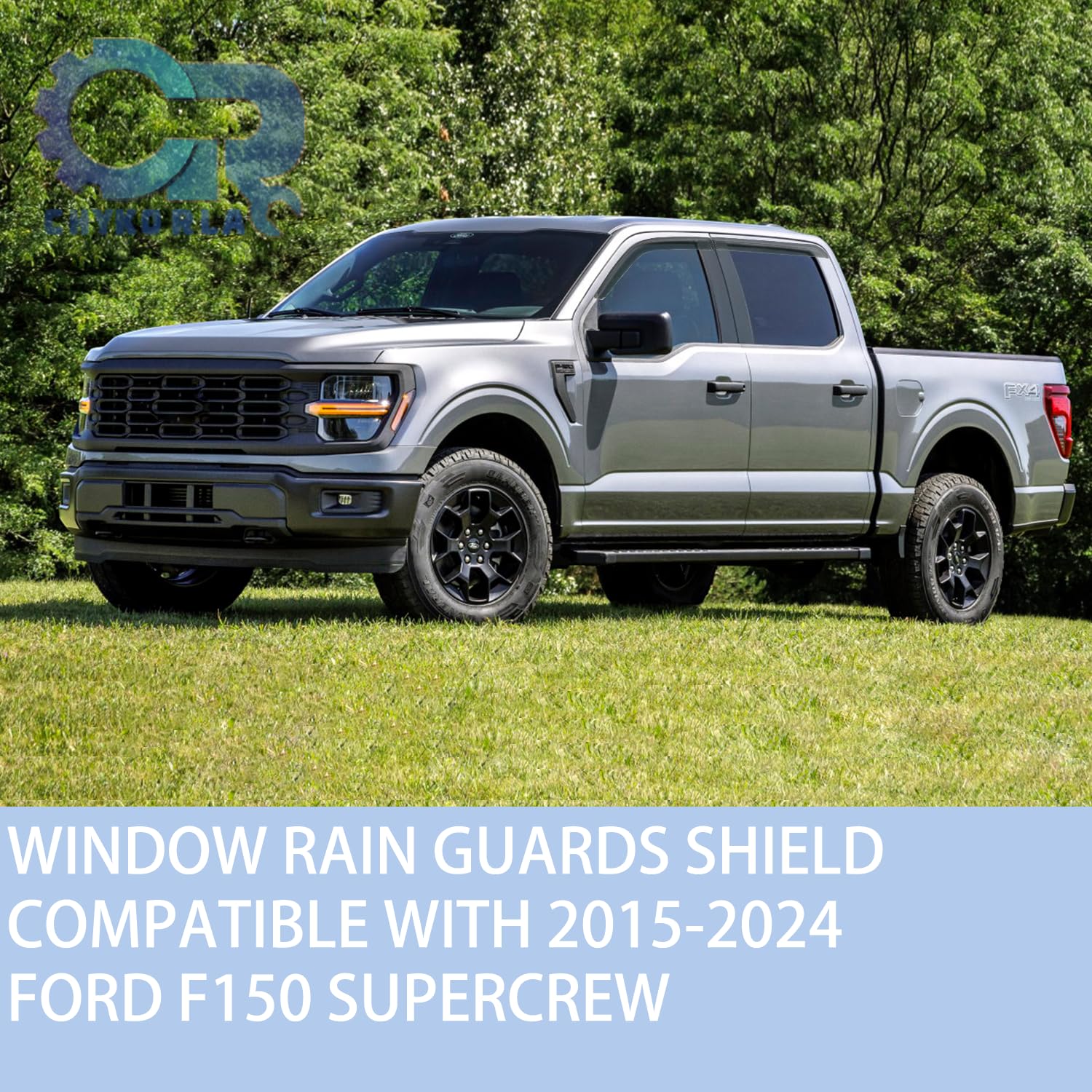 Outside Mount Window Visors Rain Guards Fit for 2015-2024 Ford F150 SuperCrew, Fit for 2017-2024 F150 Raptor F250 F350 F450 F550