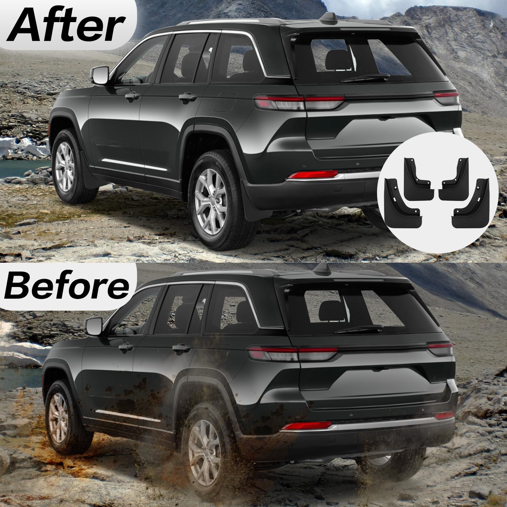 PSLER Fit for Grand Cherokee 2024 2025 2022 2023 (Non L) 5 Seats Mud Flaps Set of 4PCS Mud Guard Kit Splash Guards Mudguards Mud