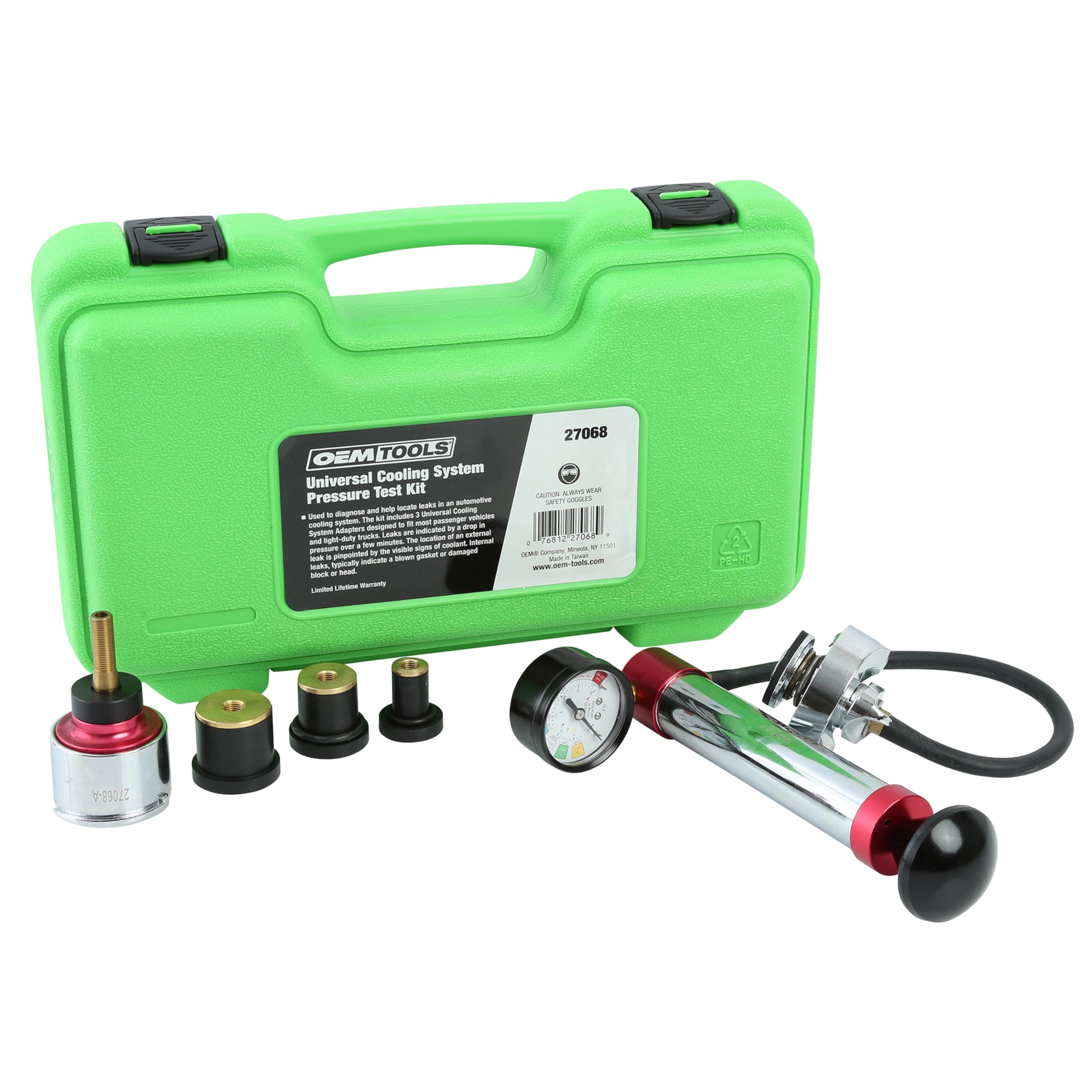 OEMTOOLS 27068 Universal Cooling System Pressure Test Kit, Automotive Radiator Pressure Tester for Coolant System, Diagnostic To