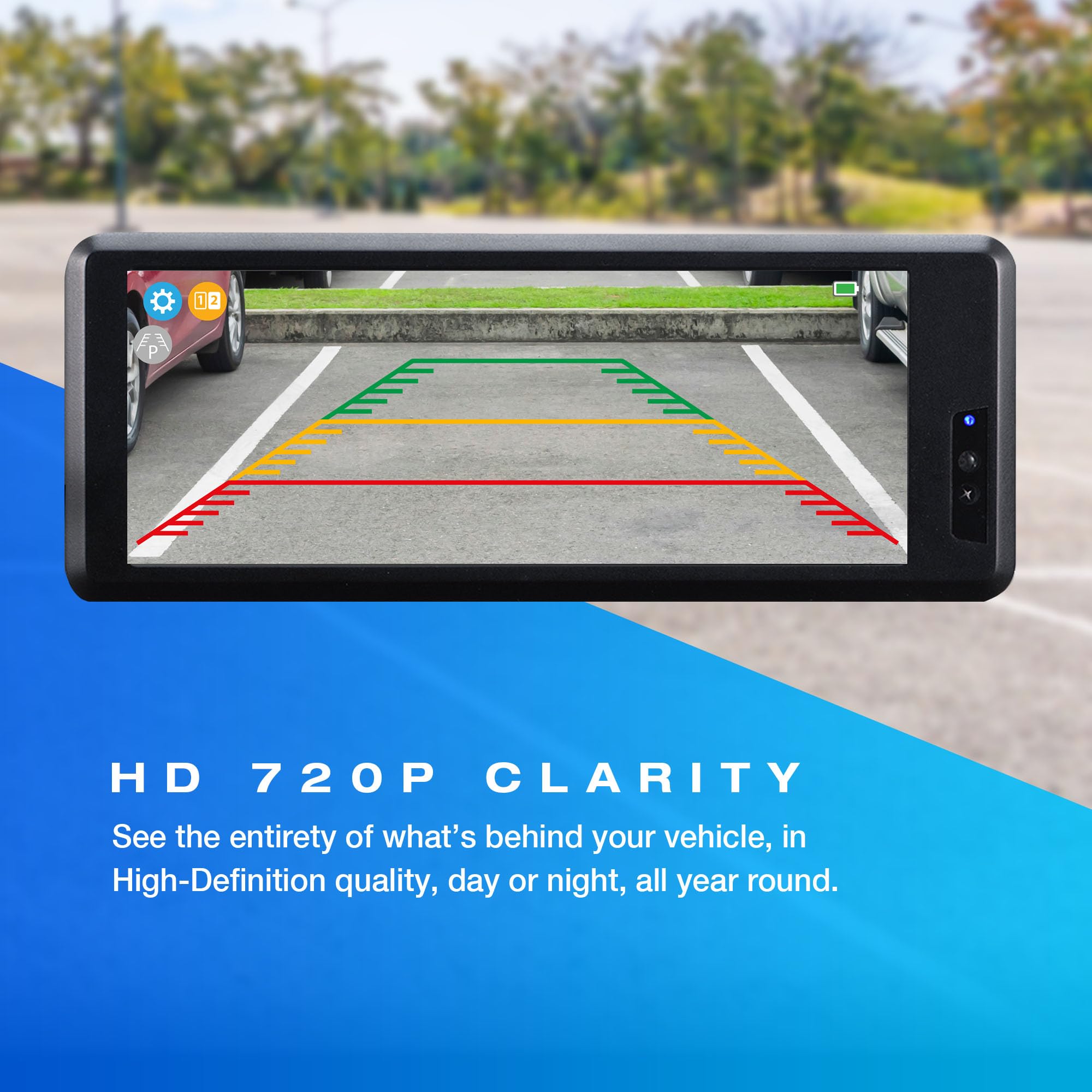 Type S | Vehicle Wireless Backup Camera License Plate Frame, Extra Long Battery Life With Solar Powered Charging, Waterproof, Po