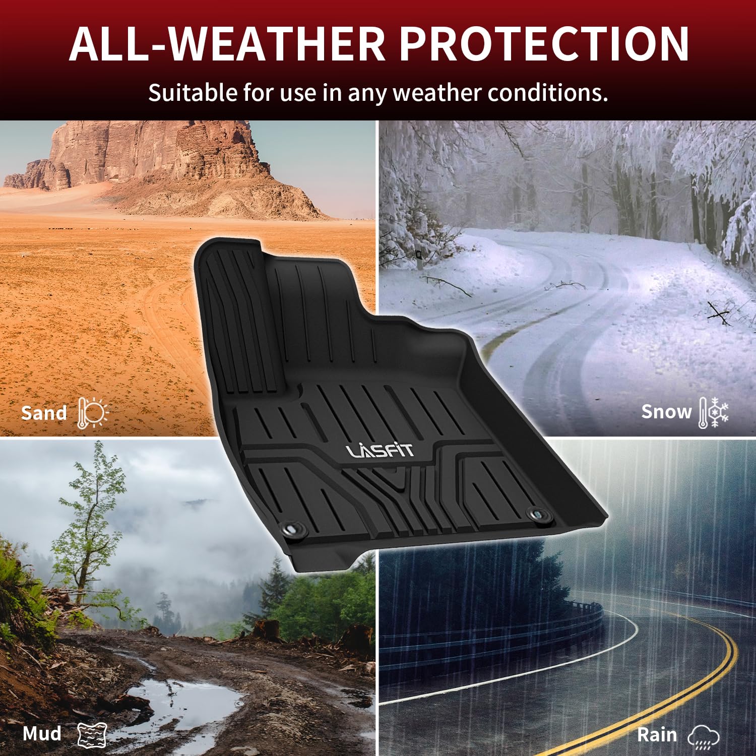 Lasfit Floor Mats For Honda Accord Sedan 2018 2019 2020 2021 2022 (Include Hybrid Models), All Weather Tpe Custom Fit Floor Line